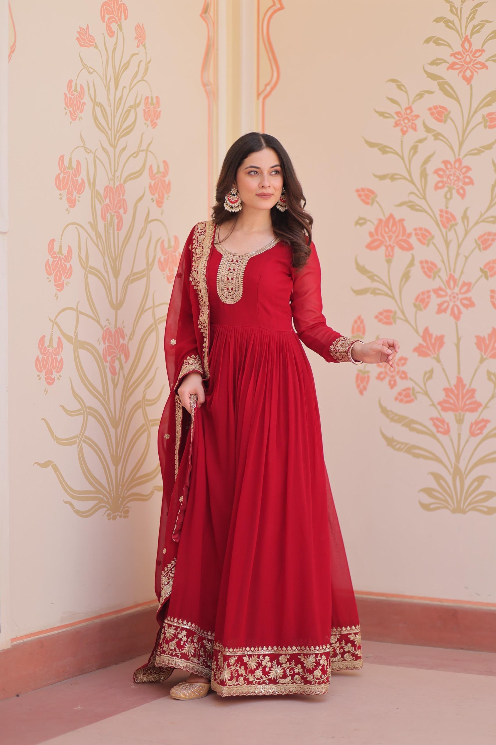 Elegant  Anarkali Suit with Embroidered Dupatta
