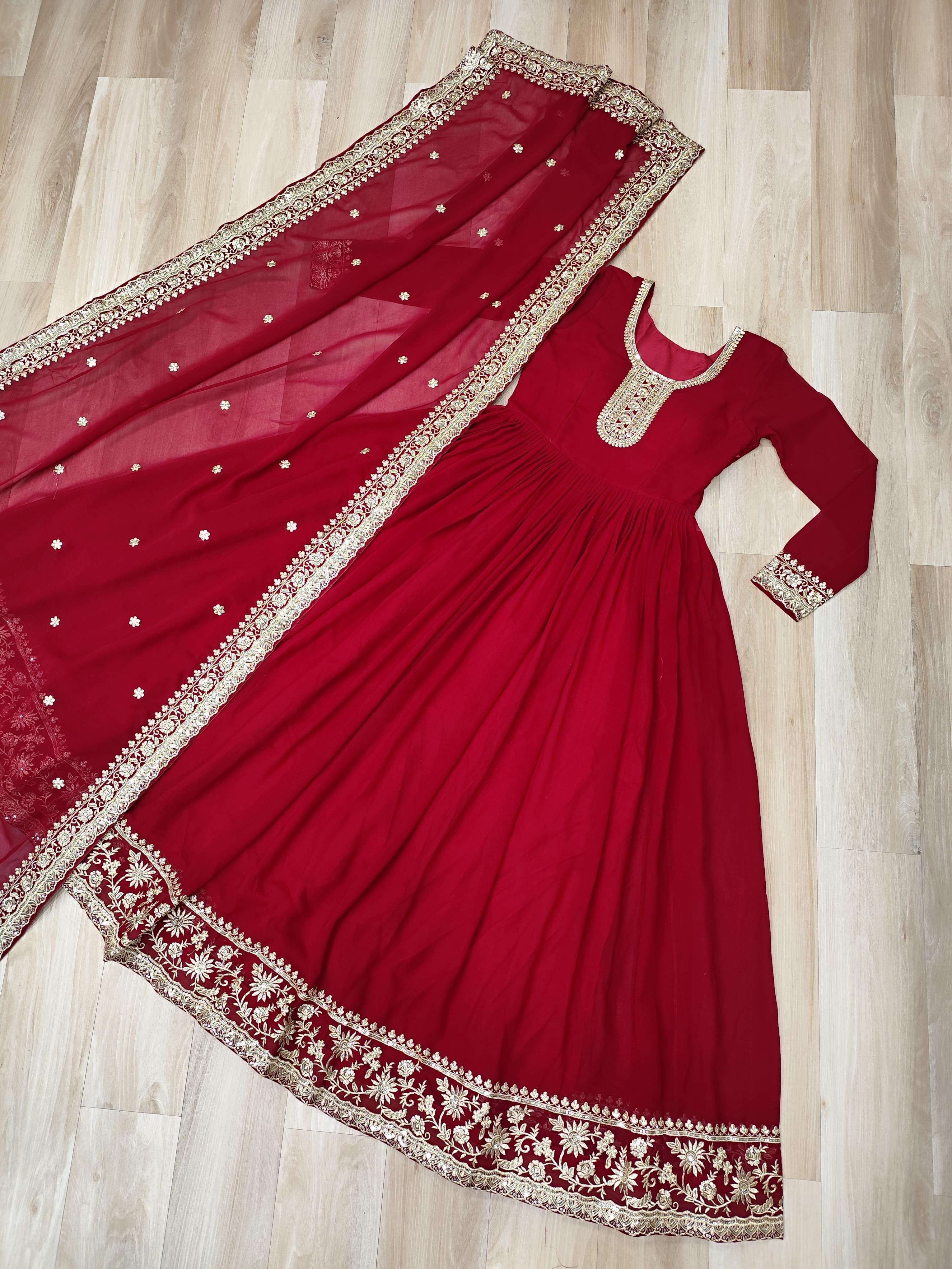 Elegant  Anarkali Suit with Embroidered Dupatta
