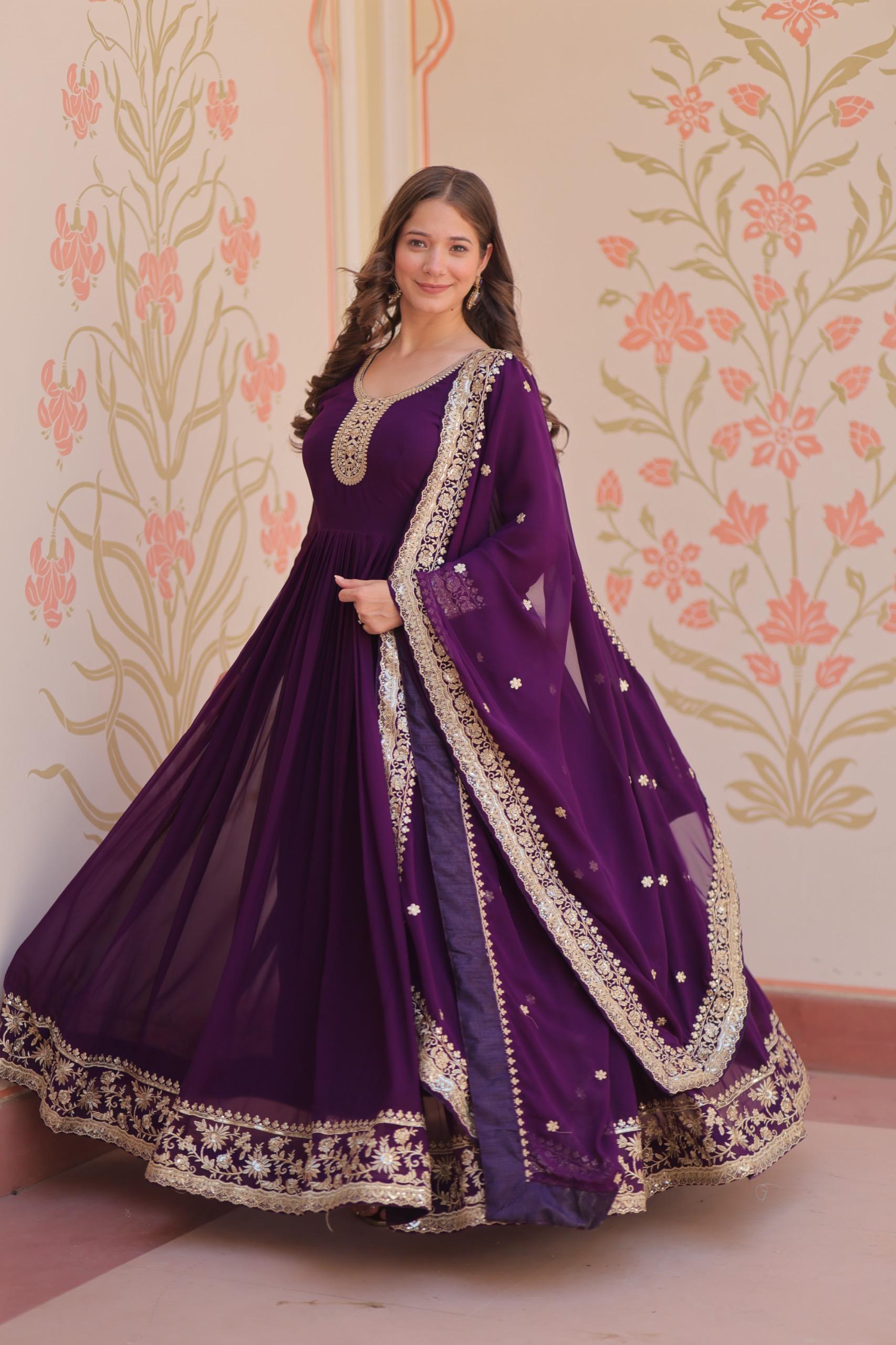 Elegant  Anarkali Suit with Embroidered Dupatta