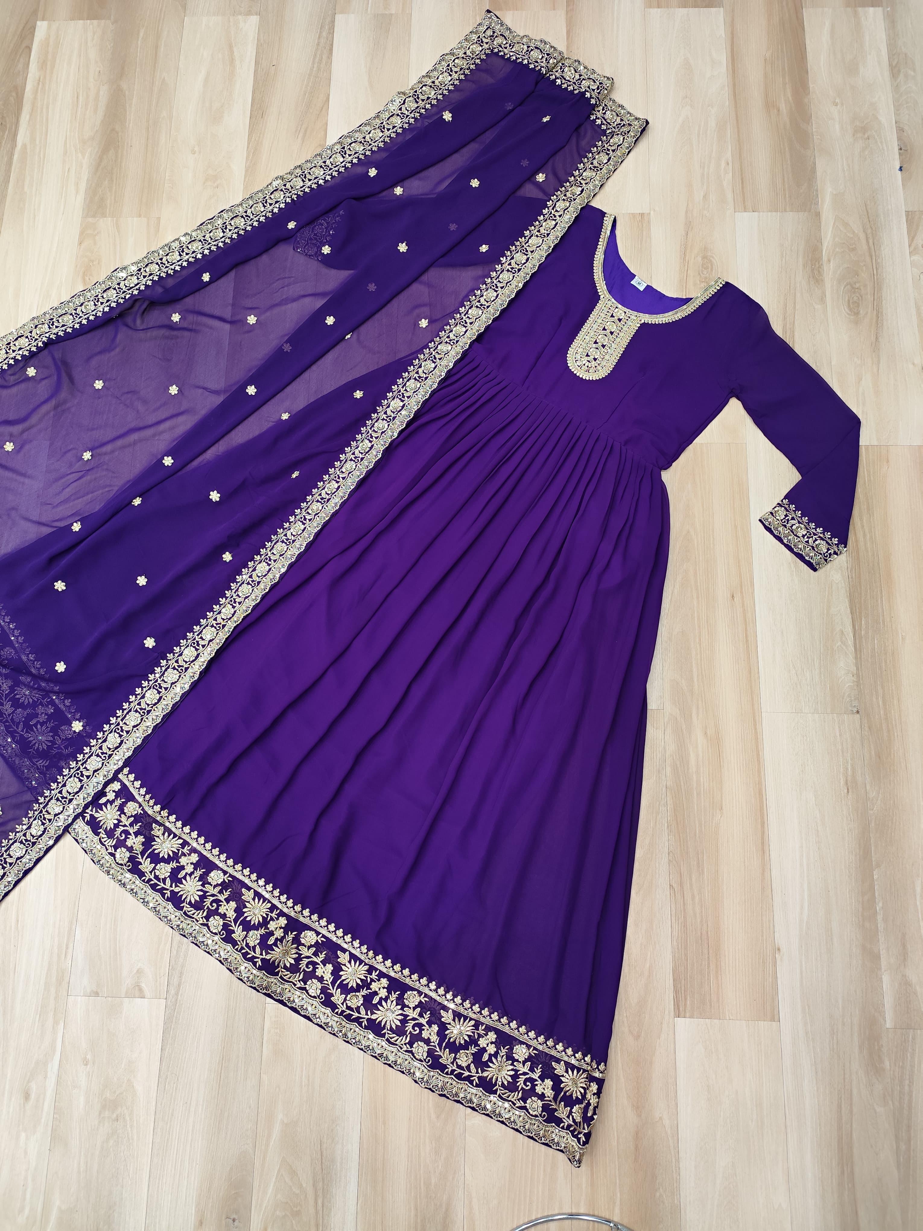 Elegant  Anarkali Suit with Embroidered Dupatta