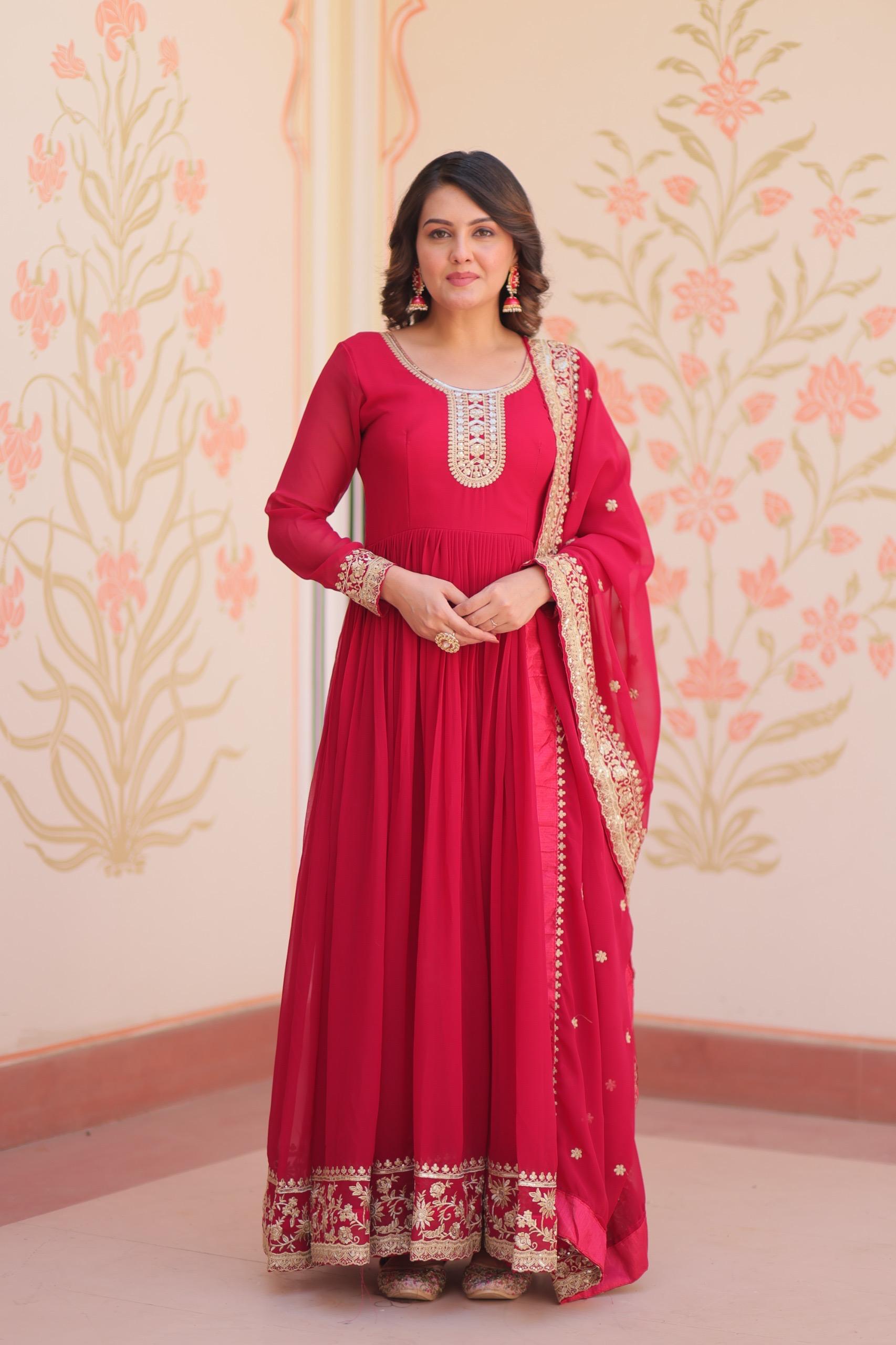 Elegant  Anarkali Suit with Embroidered Dupatta