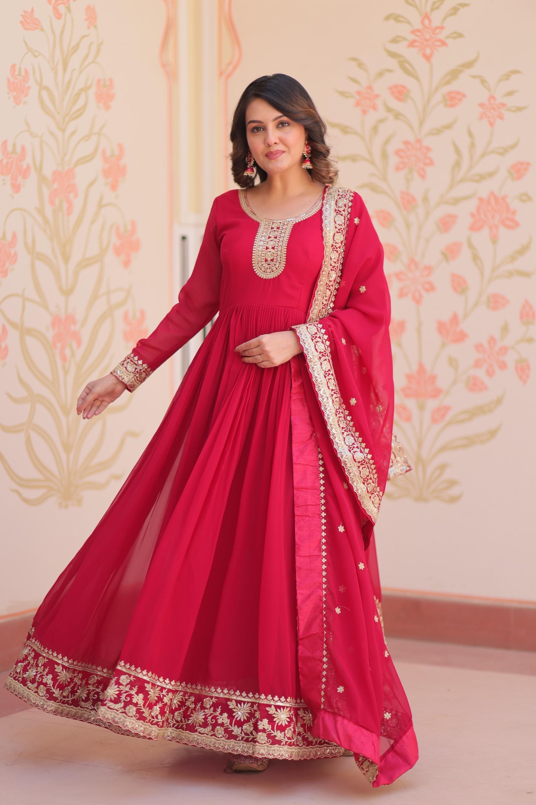 Elegant  Anarkali Suit with Embroidered Dupatta