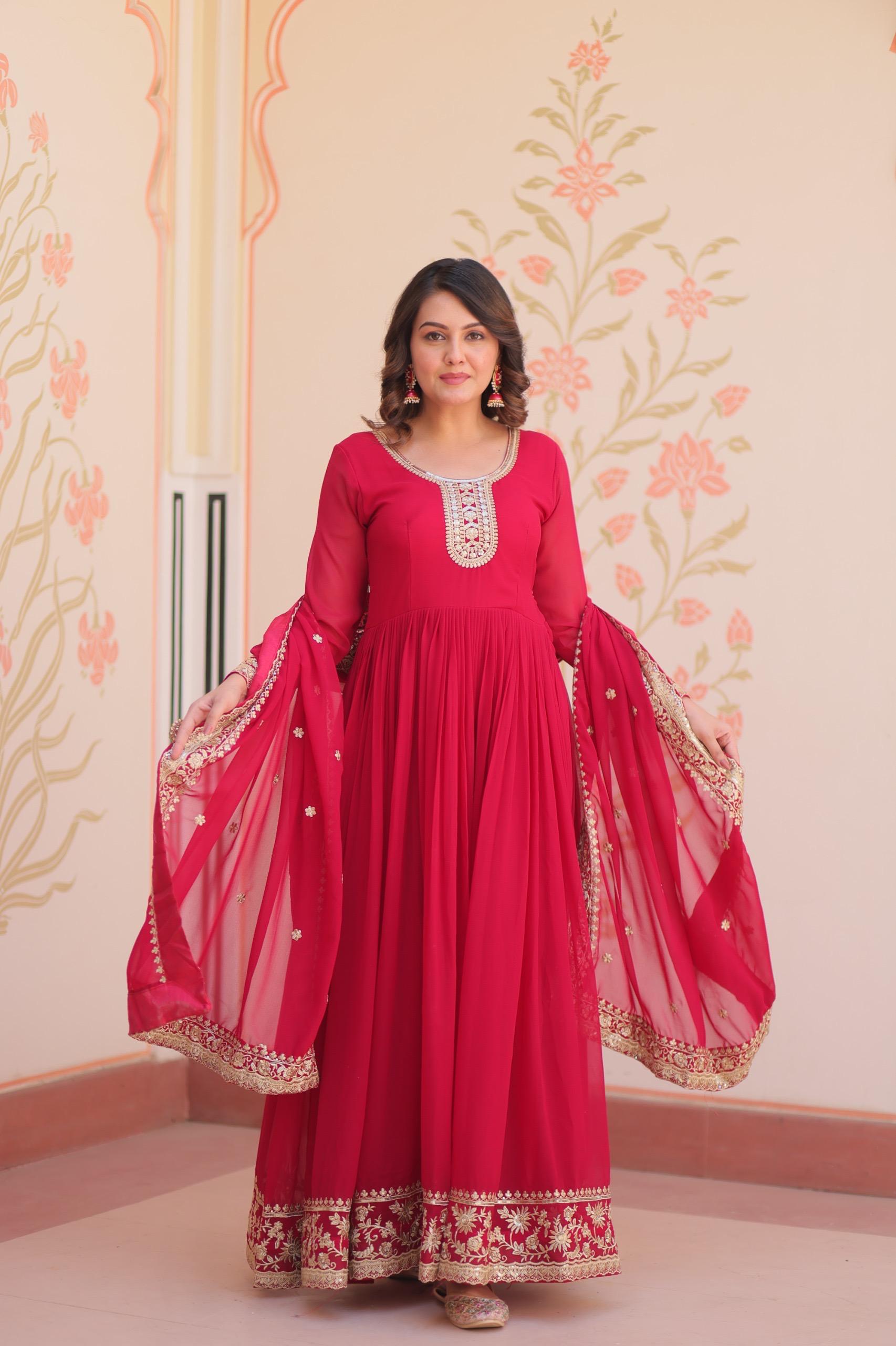 Elegant  Anarkali Suit with Embroidered Dupatta