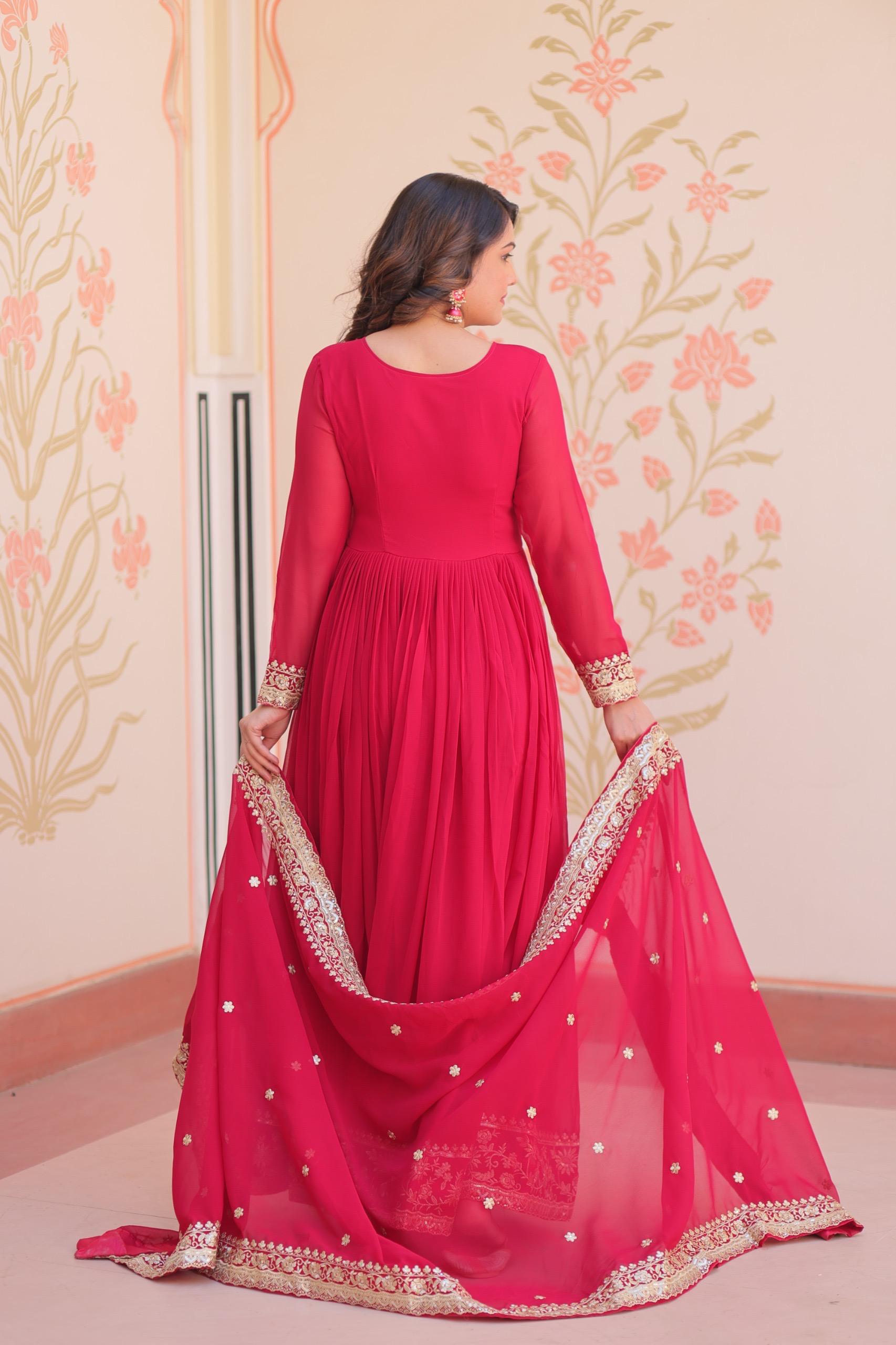 Elegant  Anarkali Suit with Embroidered Dupatta