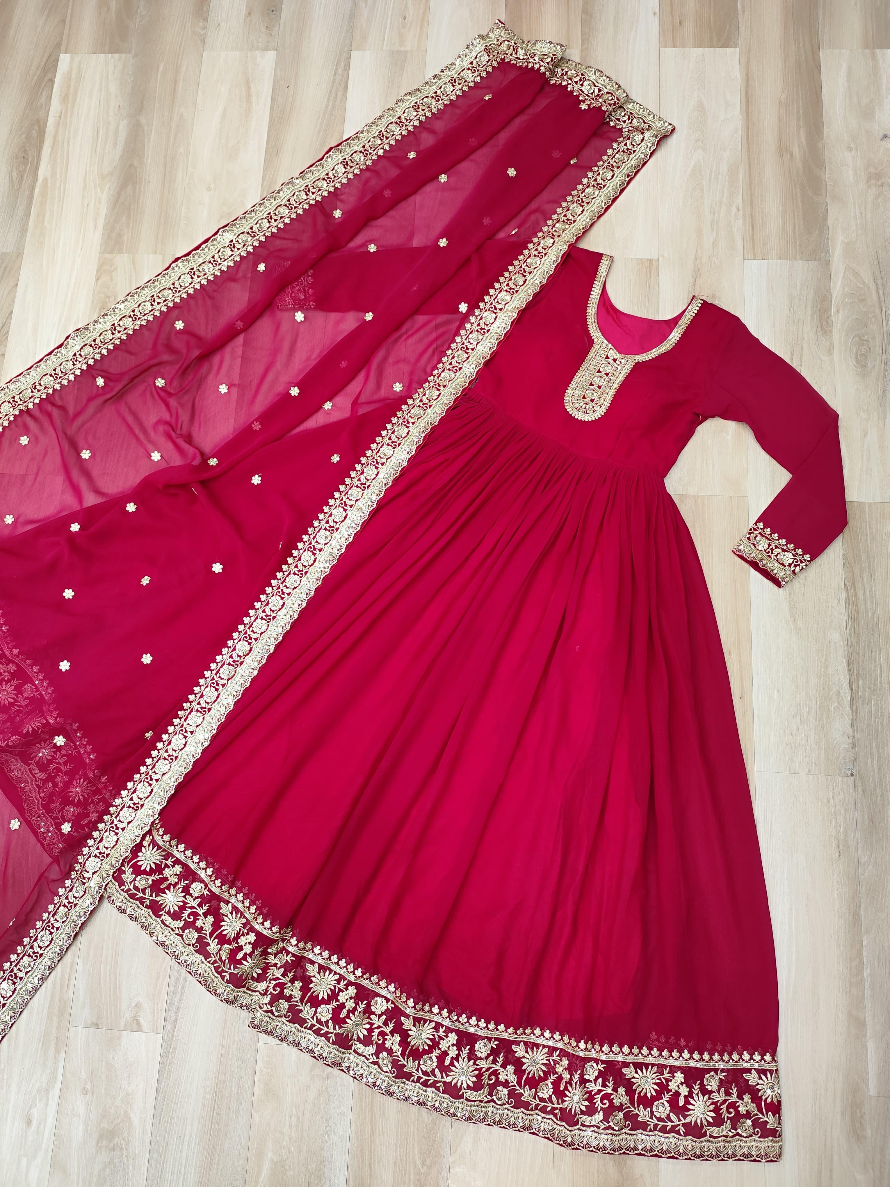 Elegant  Anarkali Suit with Embroidered Dupatta