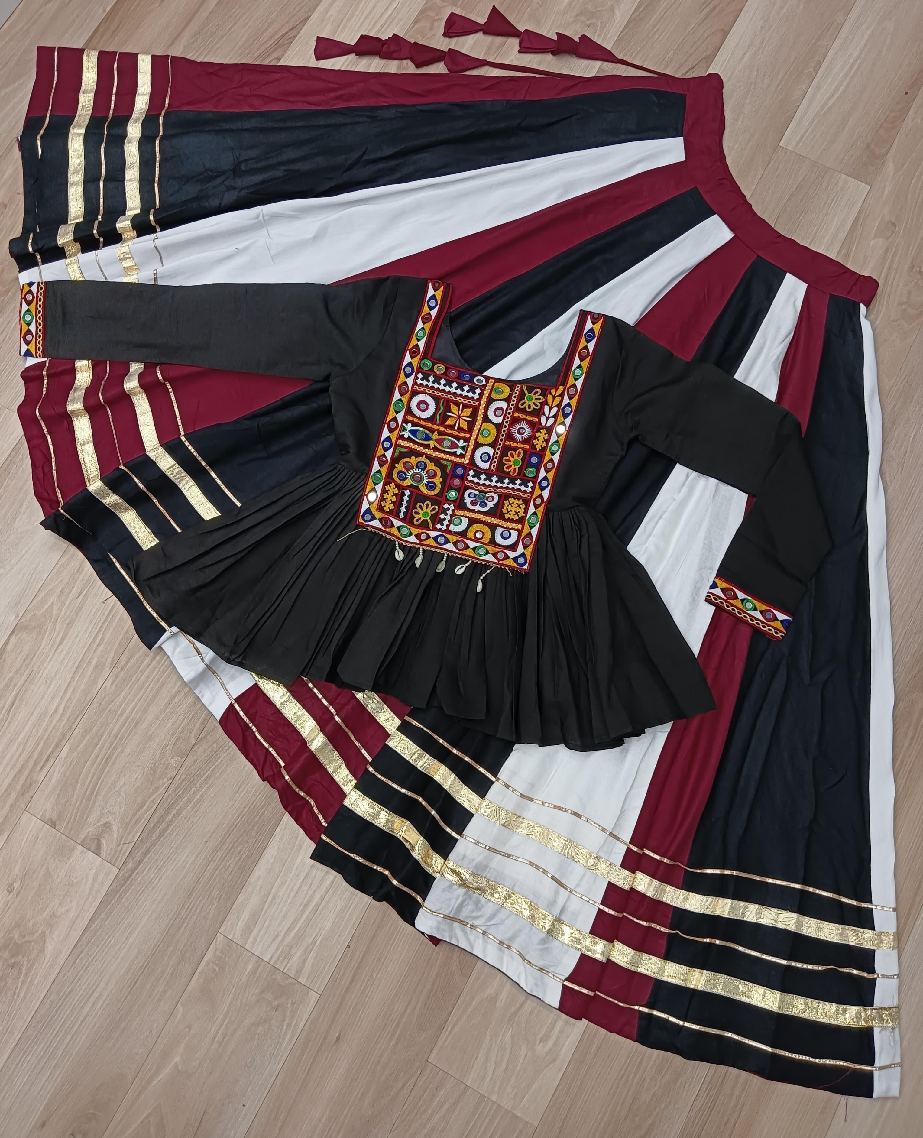 Vibrant Multi-Color Navratri Chaniya Choli with Kutchi Embroidered Peplum Top