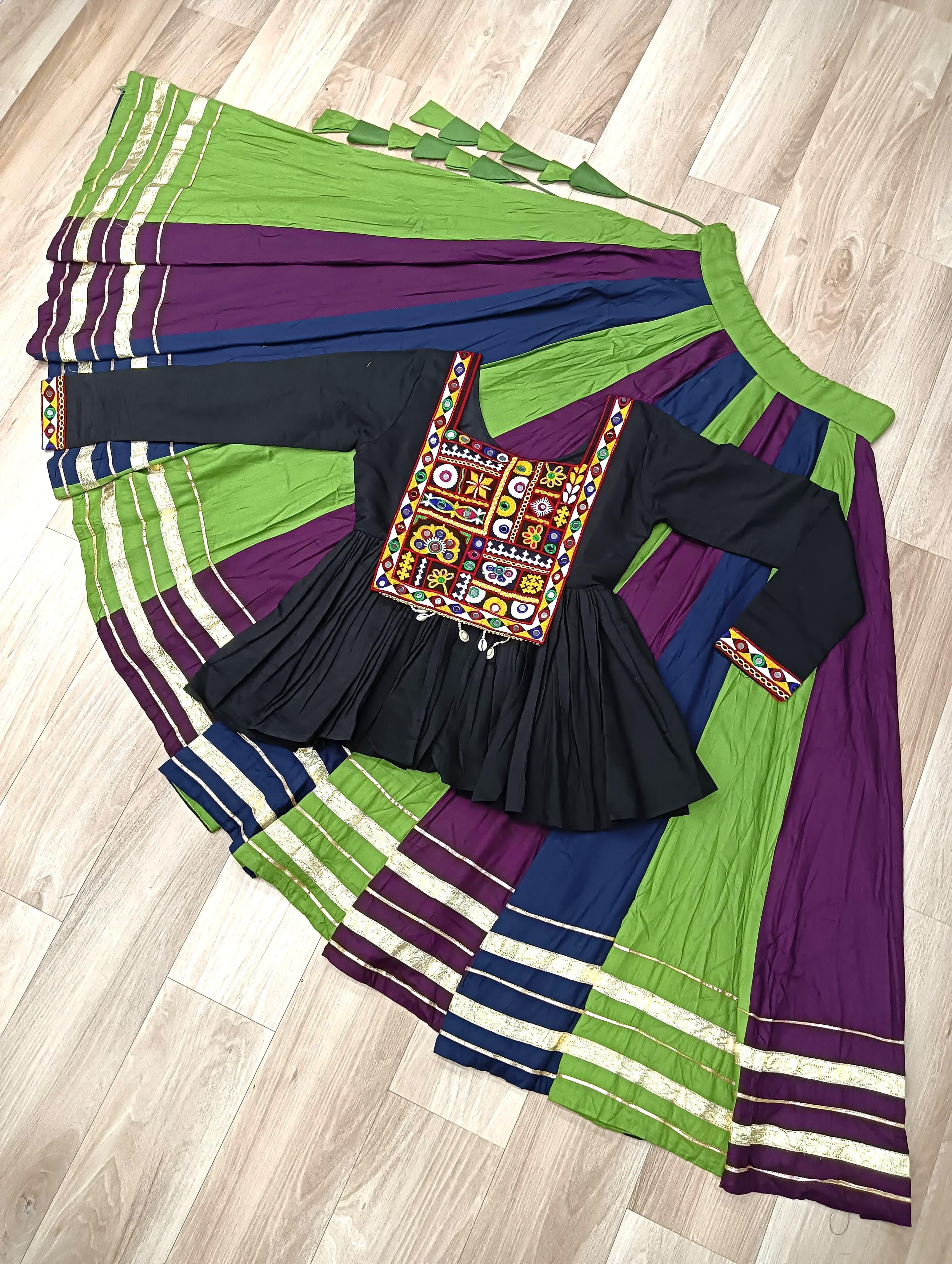 Vibrant Multi-Color Navratri Chaniya Choli with Kutchi Embroidered Peplum Top