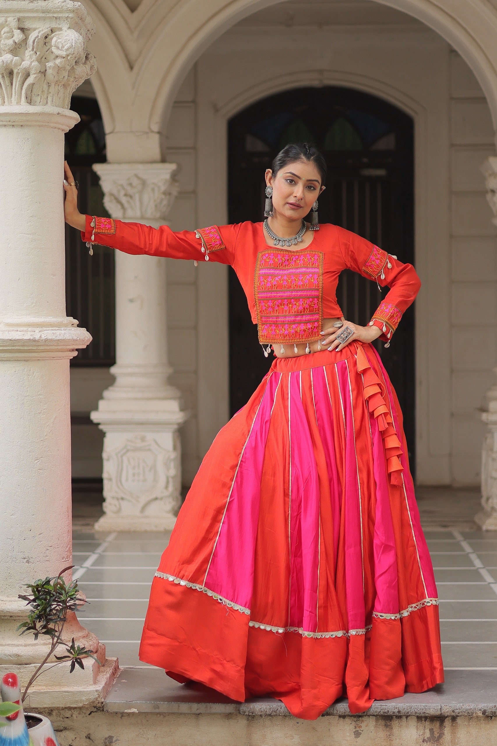 Festive Multi-Panel Navratri Chaniya Choli with Embroidered Blouse