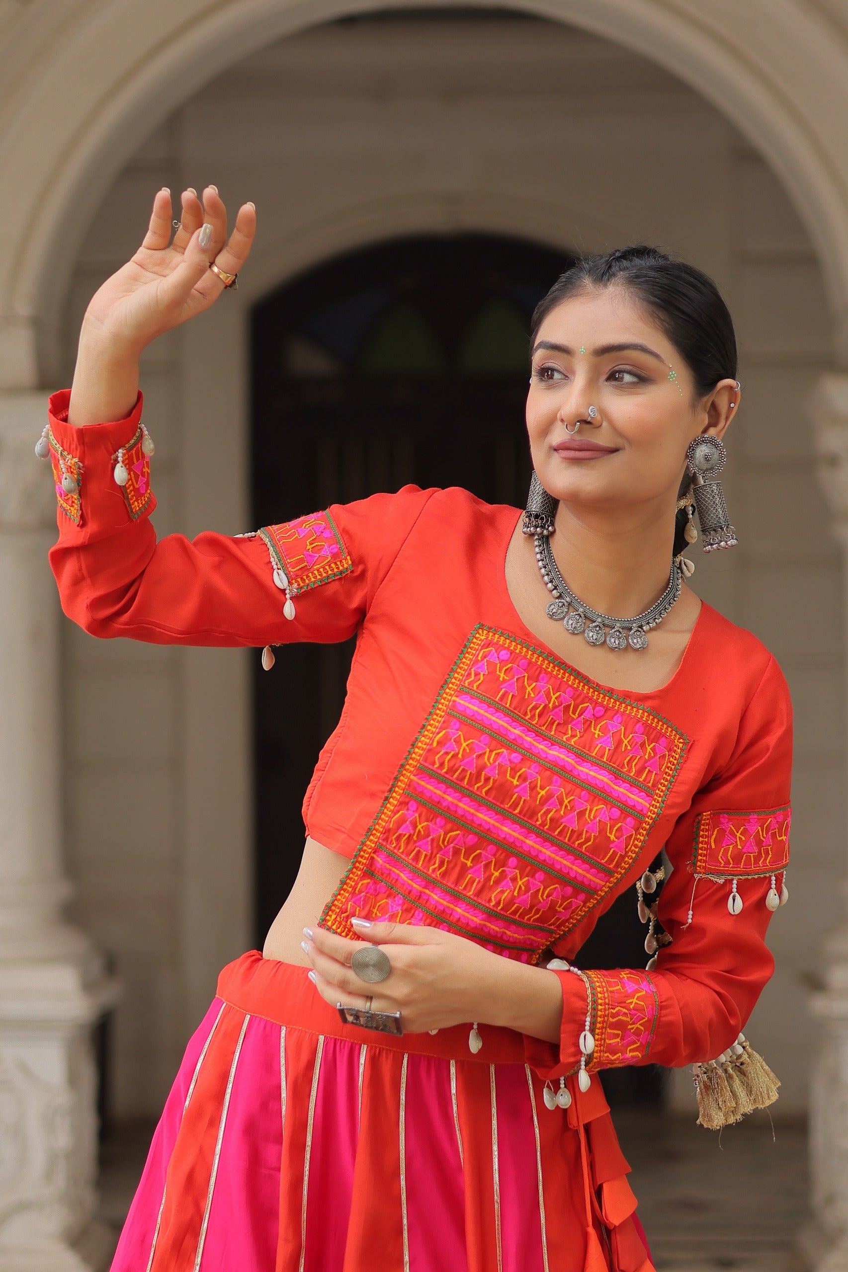 Festive Multi-Panel Navratri Chaniya Choli with Embroidered Blouse