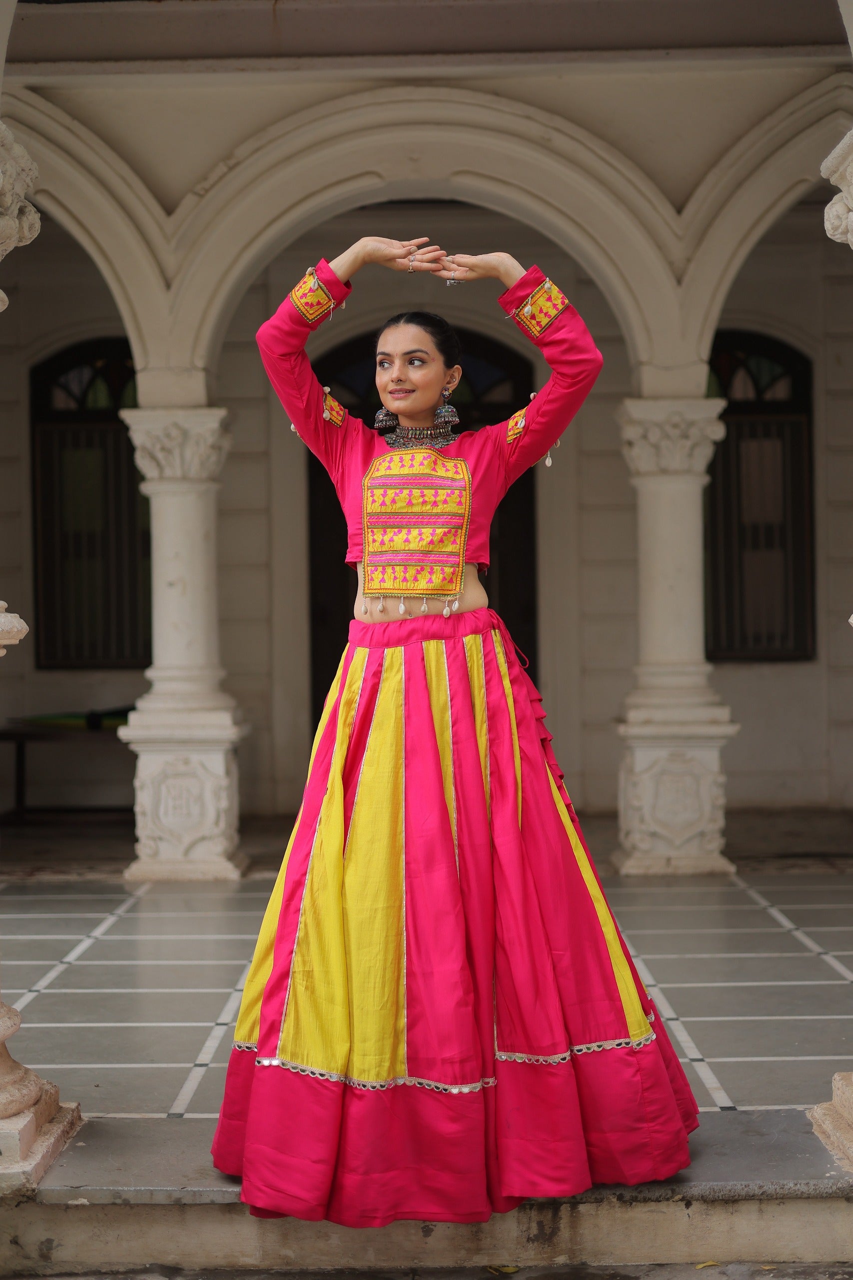 Festive Multi-Panel Navratri Chaniya Choli with Embroidered Blouse