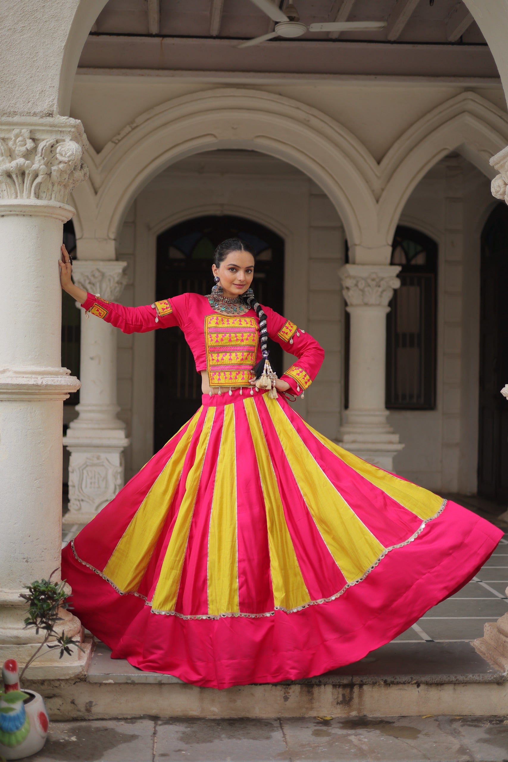 Festive Multi-Panel Navratri Chaniya Choli with Embroidered Blouse
