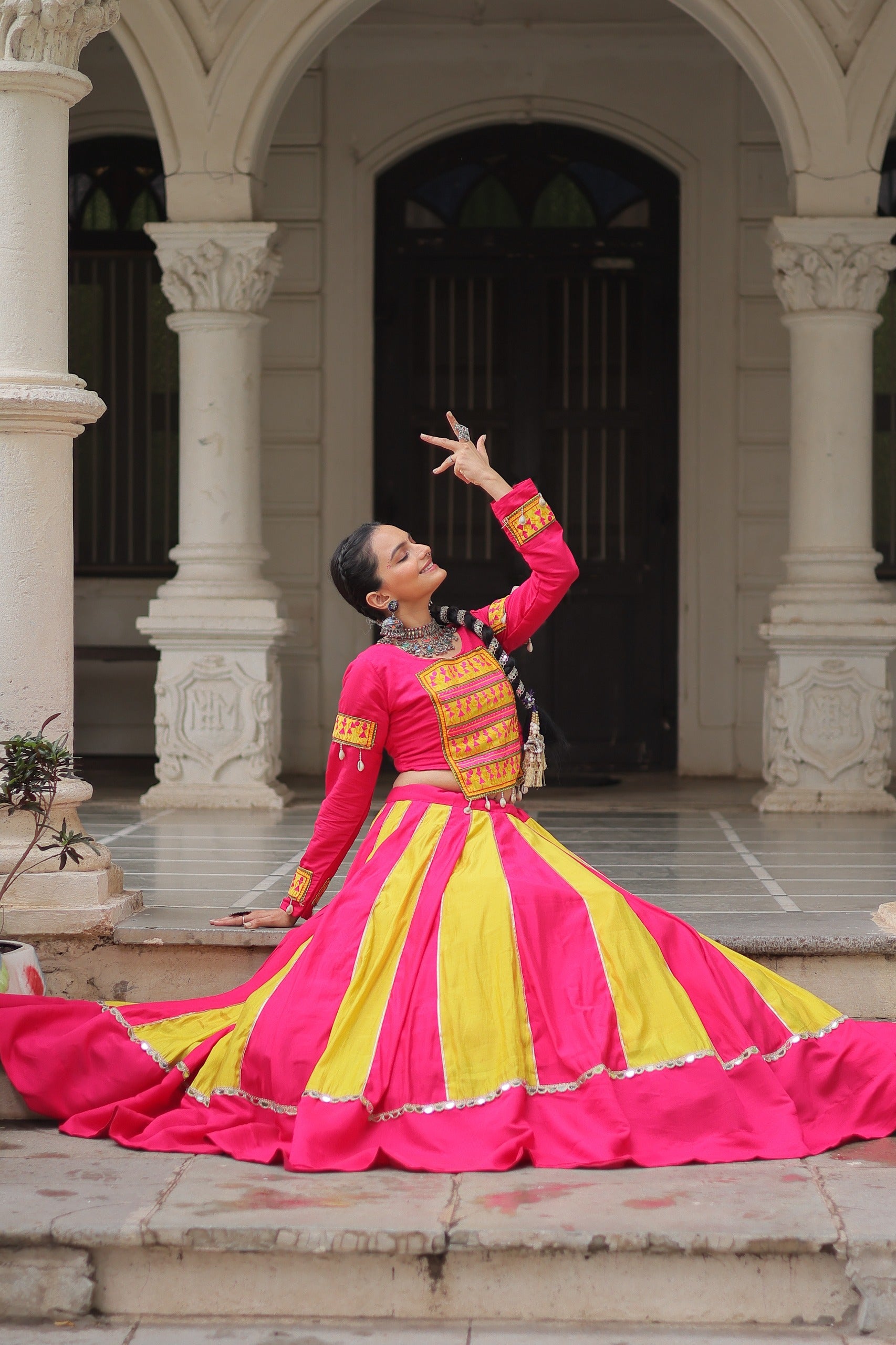 Festive Multi-Panel Navratri Chaniya Choli with Embroidered Blouse