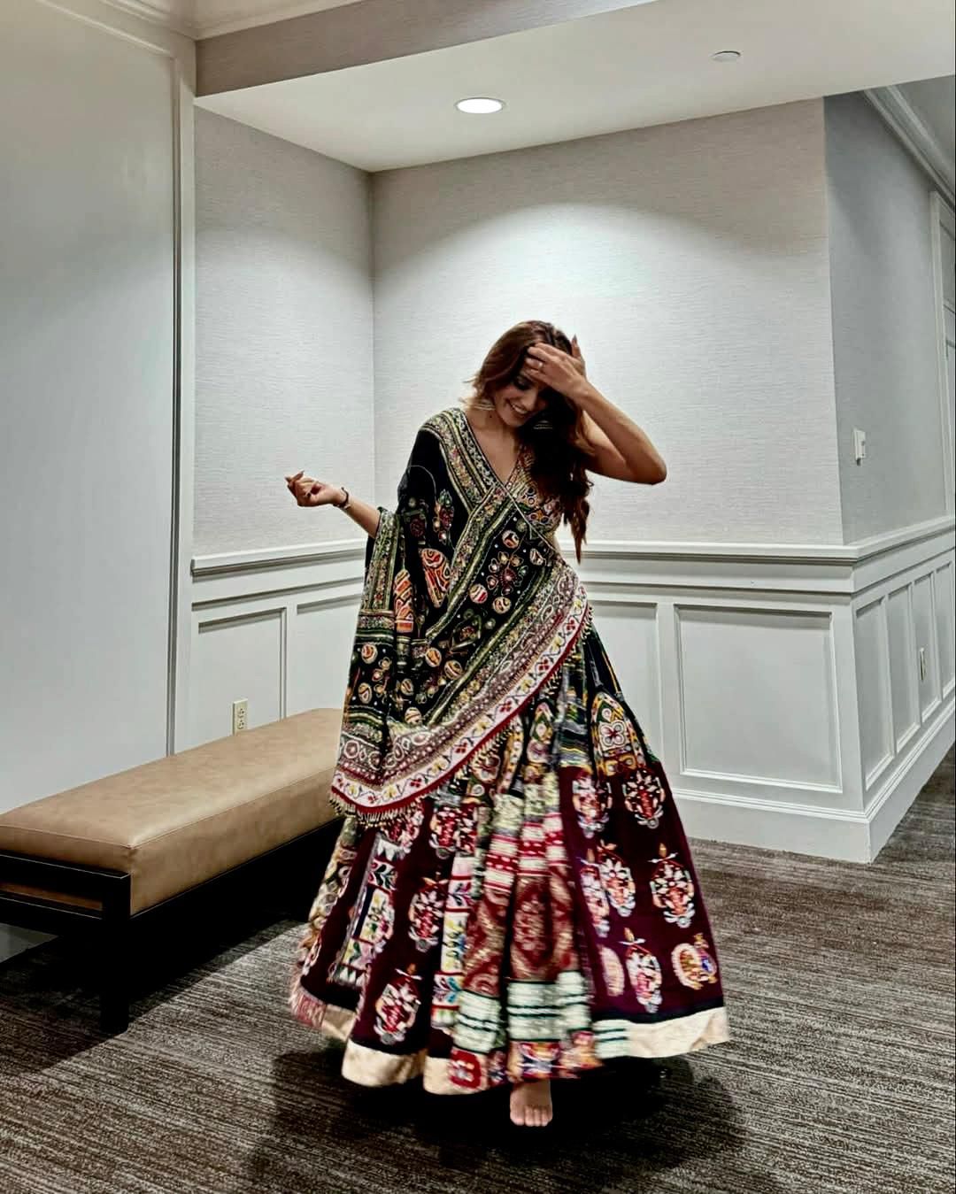 Designer Multicolor Embroidered Navratri Ghagra Choli with Dupatta