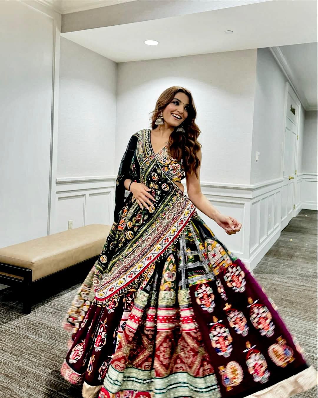 Designer Multicolor Embroidered Navratri Ghagra Choli with Dupatta