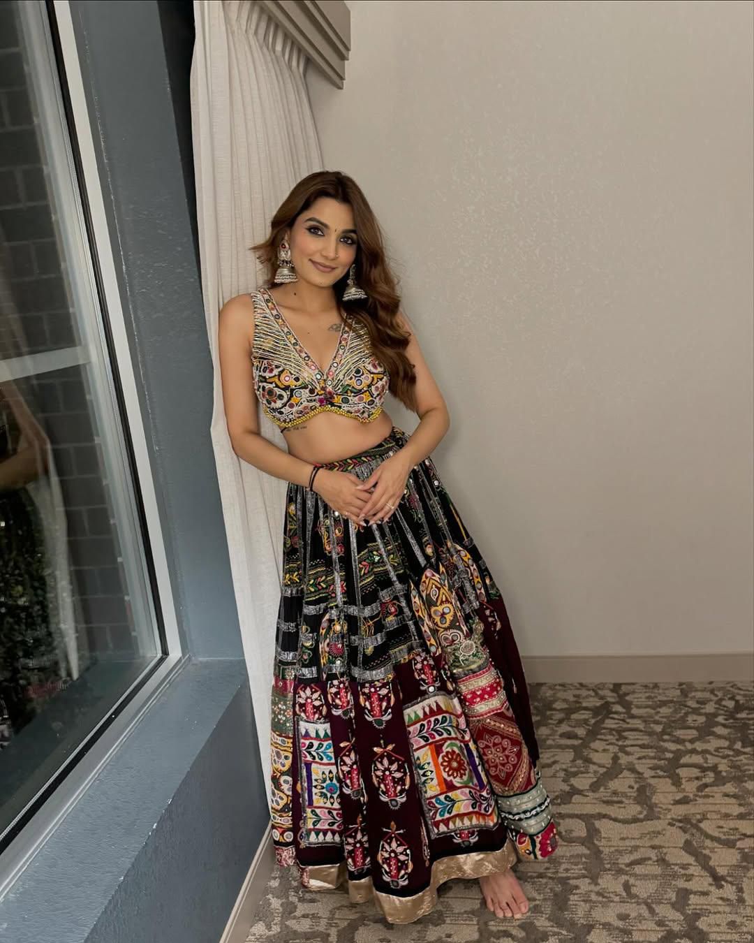 Designer Multicolor Embroidered Navratri Ghagra Choli with Dupatta