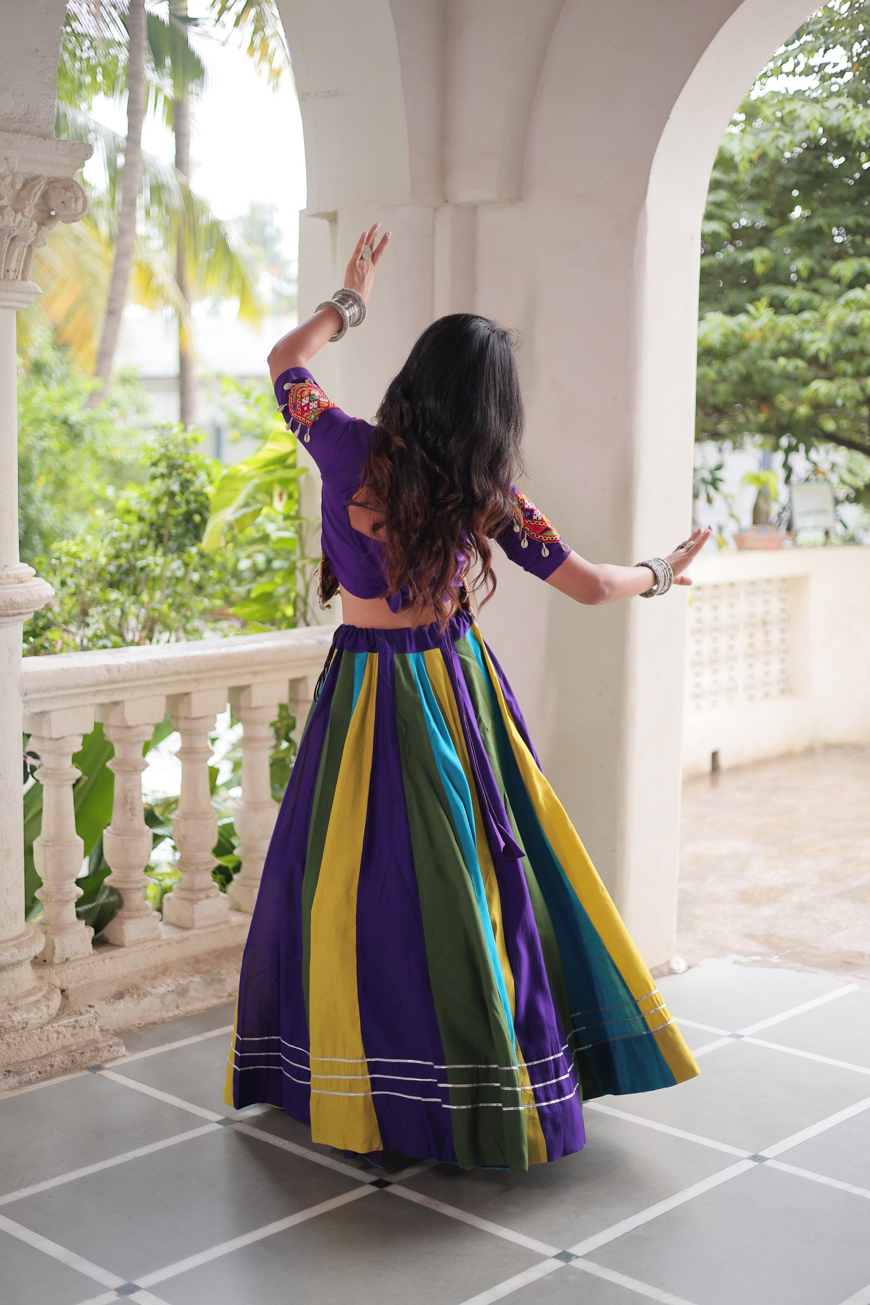 Purple & Multi-Color Navratri Lehenga Choli with Traditional Embroidery Work