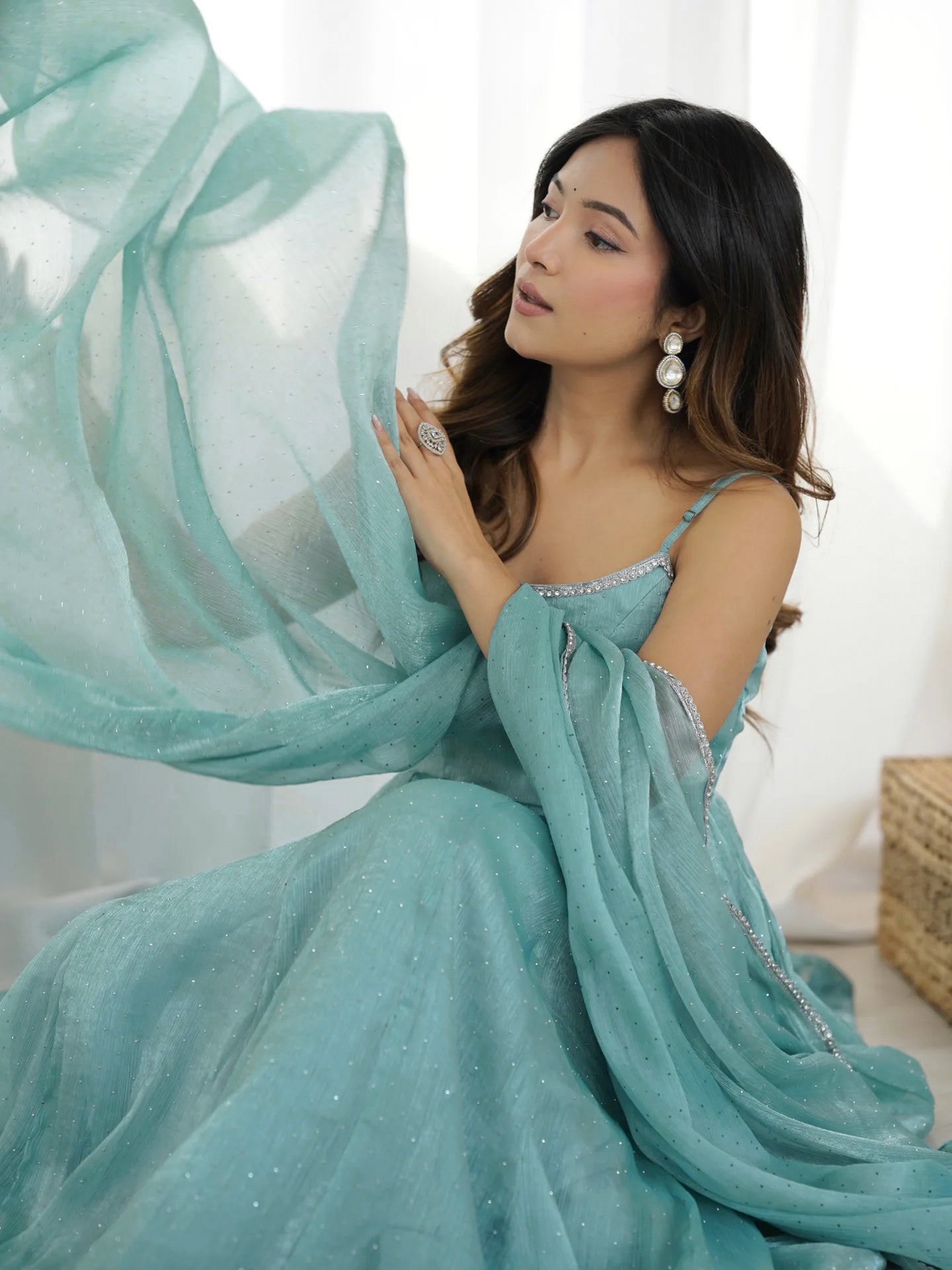 Serene Seafoam Anarkali Gown