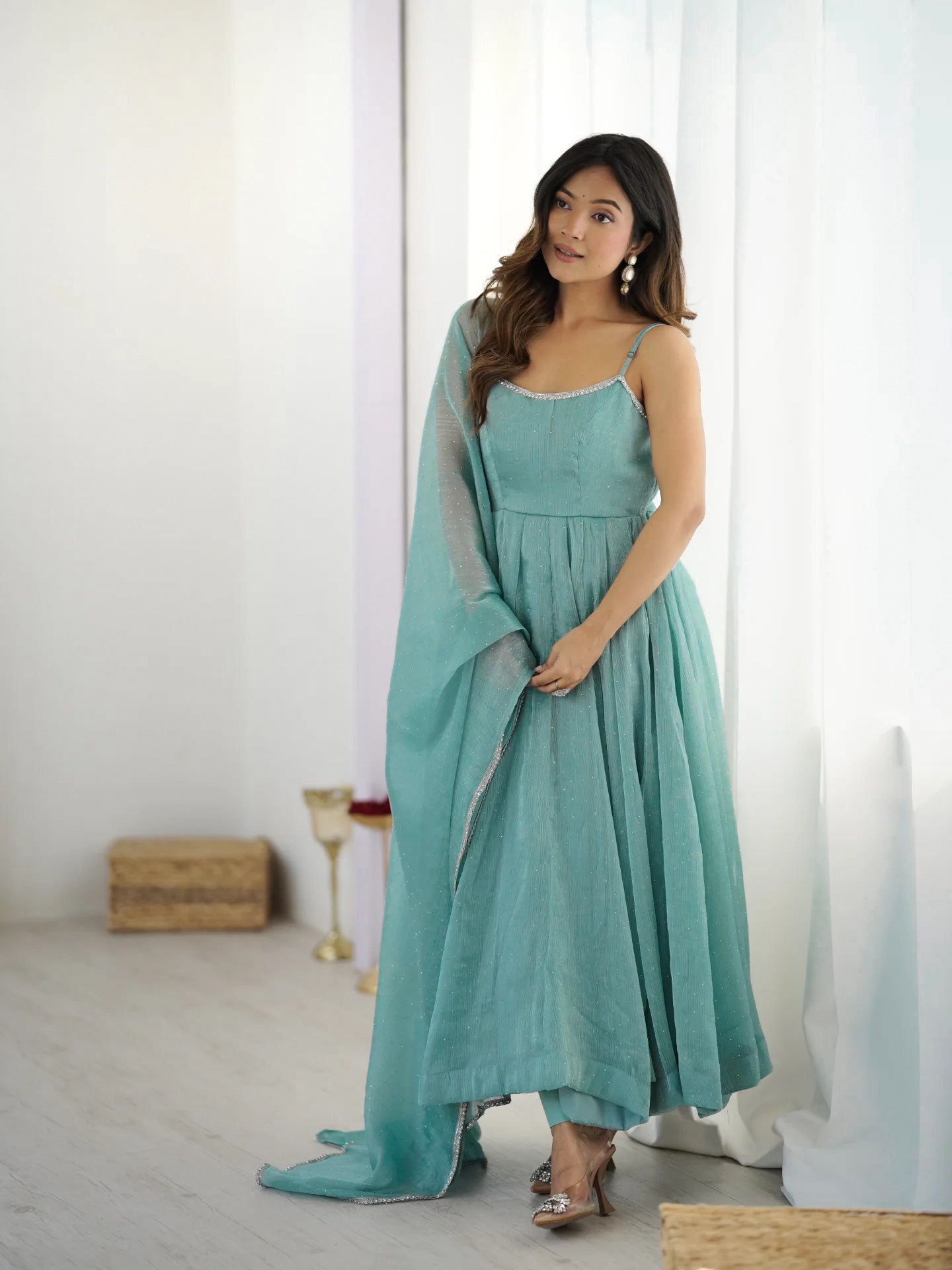 Serene Seafoam Anarkali Gown