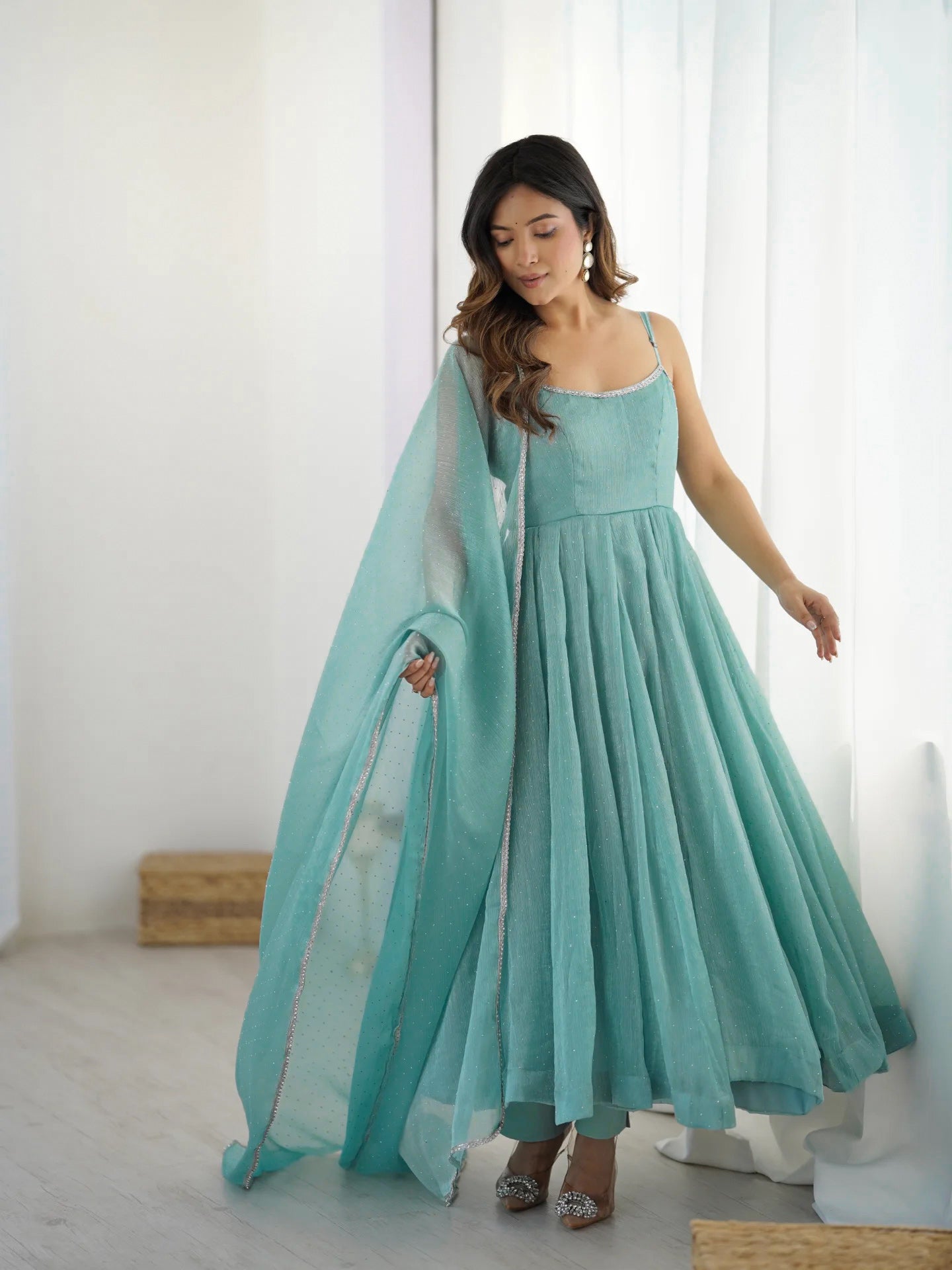 Serene Seafoam Anarkali Gown