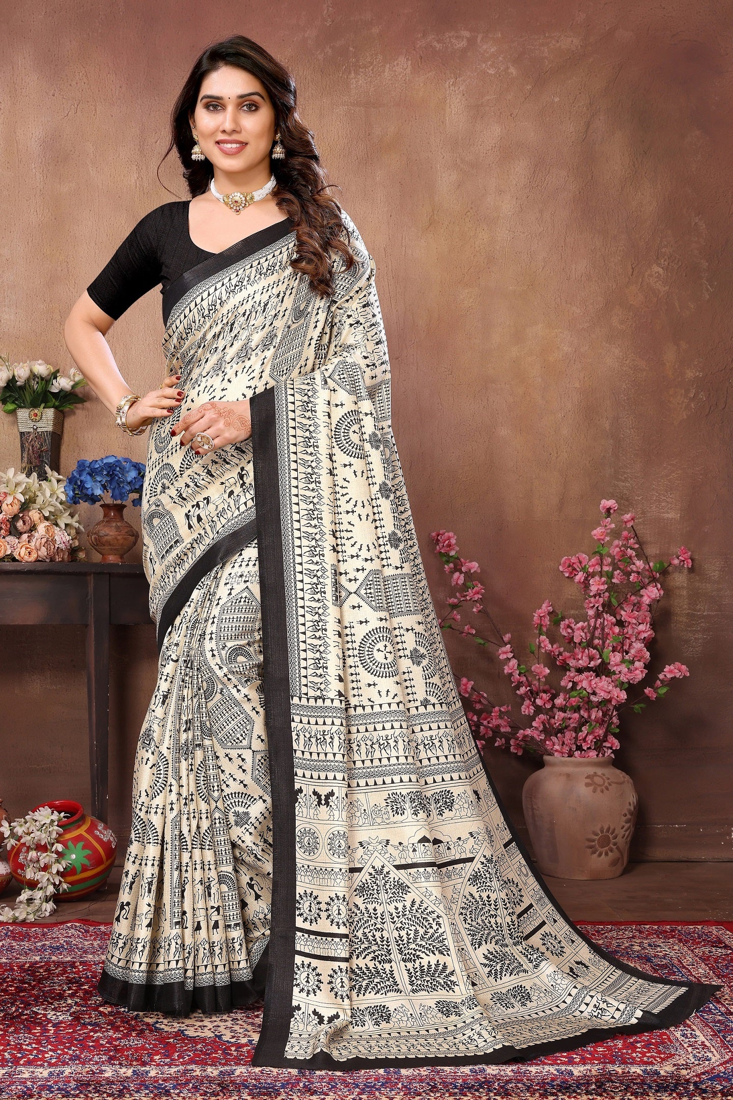 legant  Tribal Print Cotton Saree