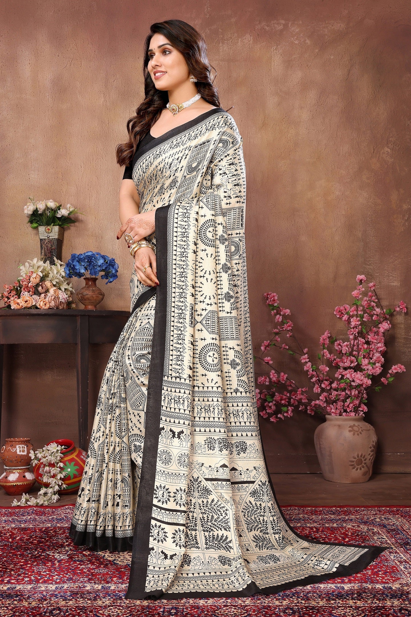 legant  Tribal Print Cotton Saree