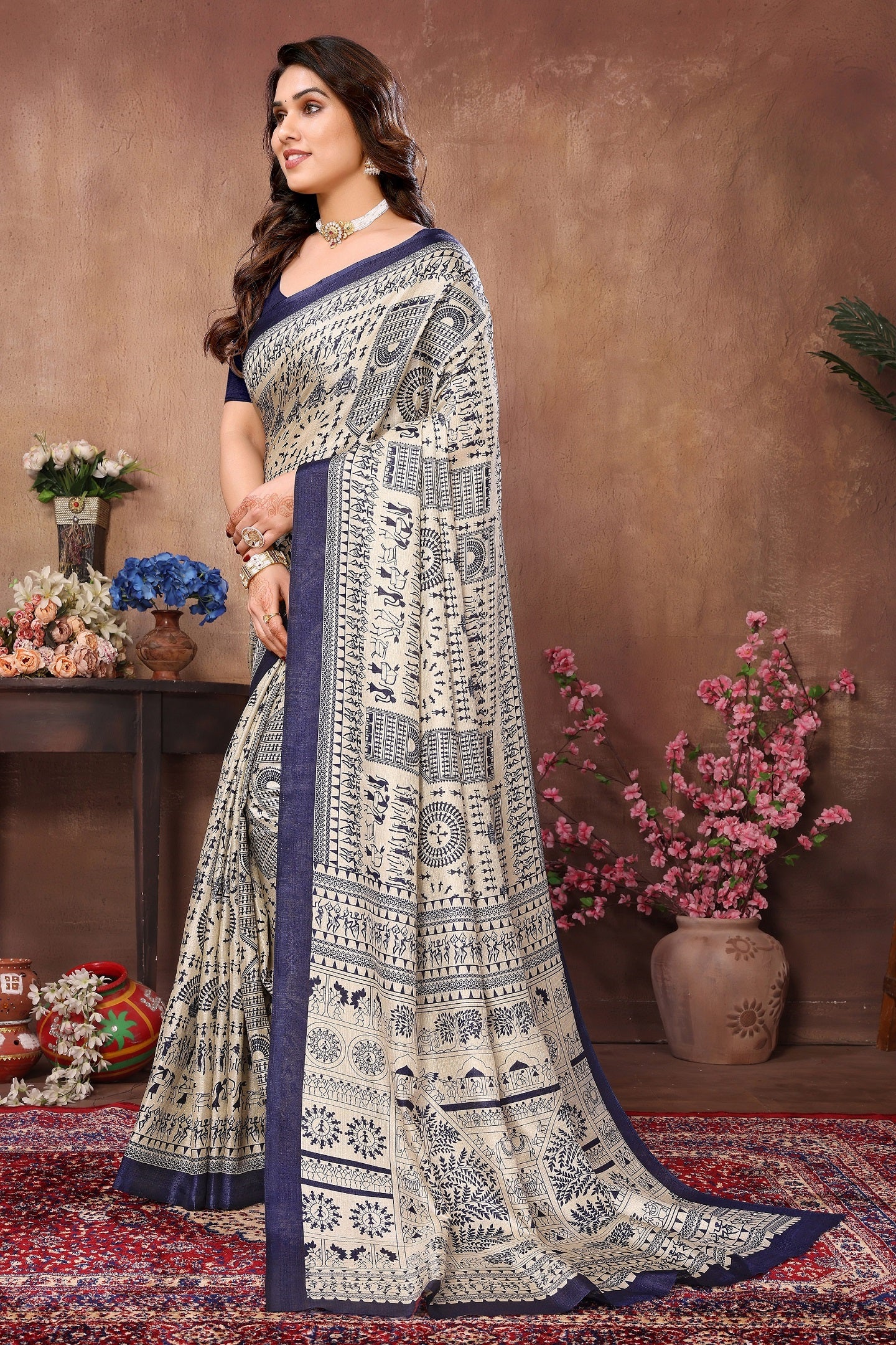 Elegant  Tribal Print Cotton Saree