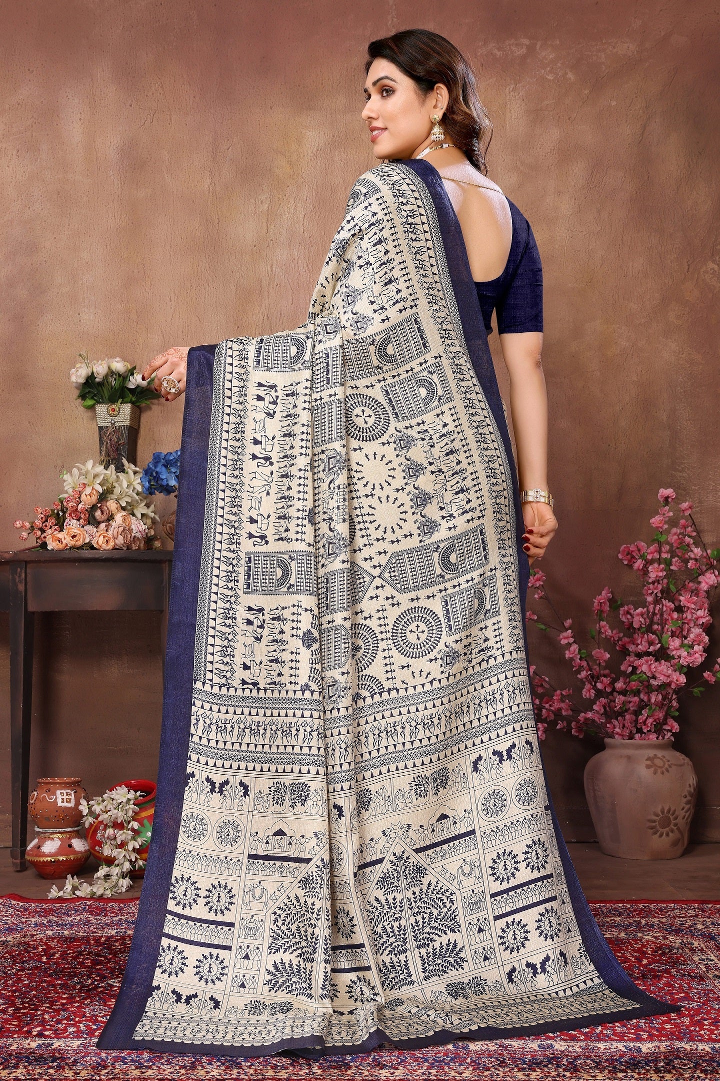 Elegant  Tribal Print Cotton Saree