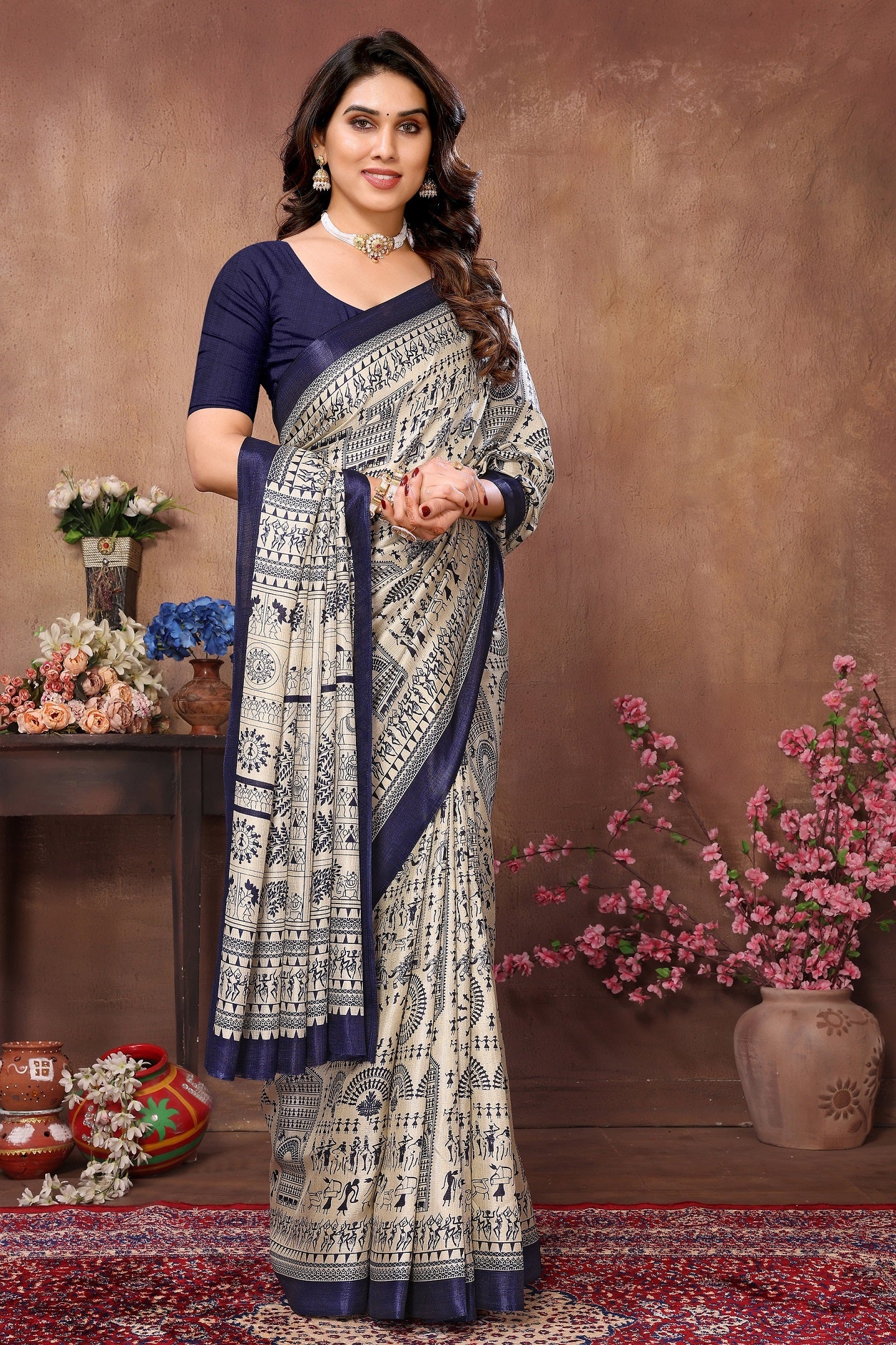 Elegant  Tribal Print Cotton Saree