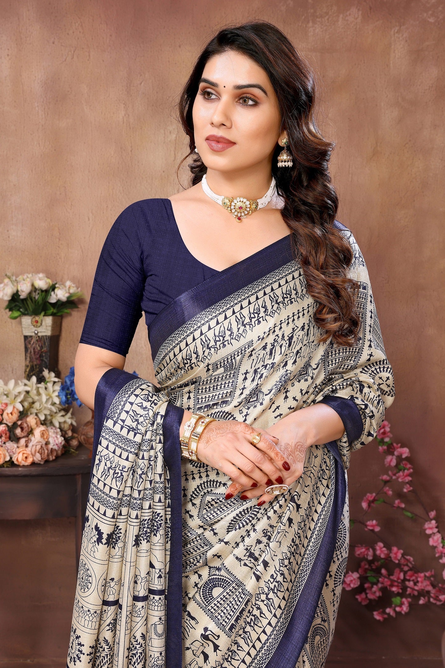 Elegant  Tribal Print Cotton Saree