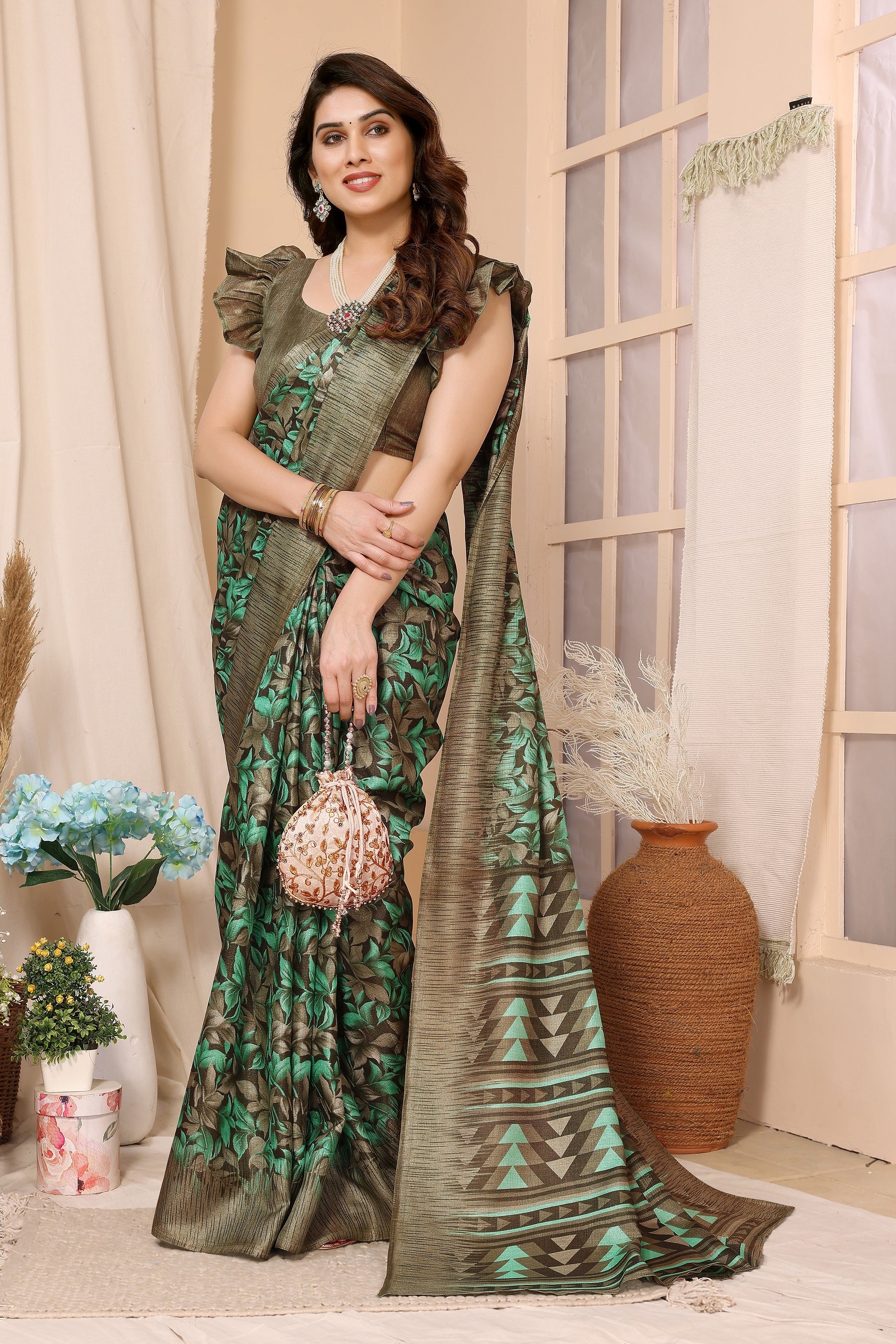 legant  Tribal Print Cotton Saree