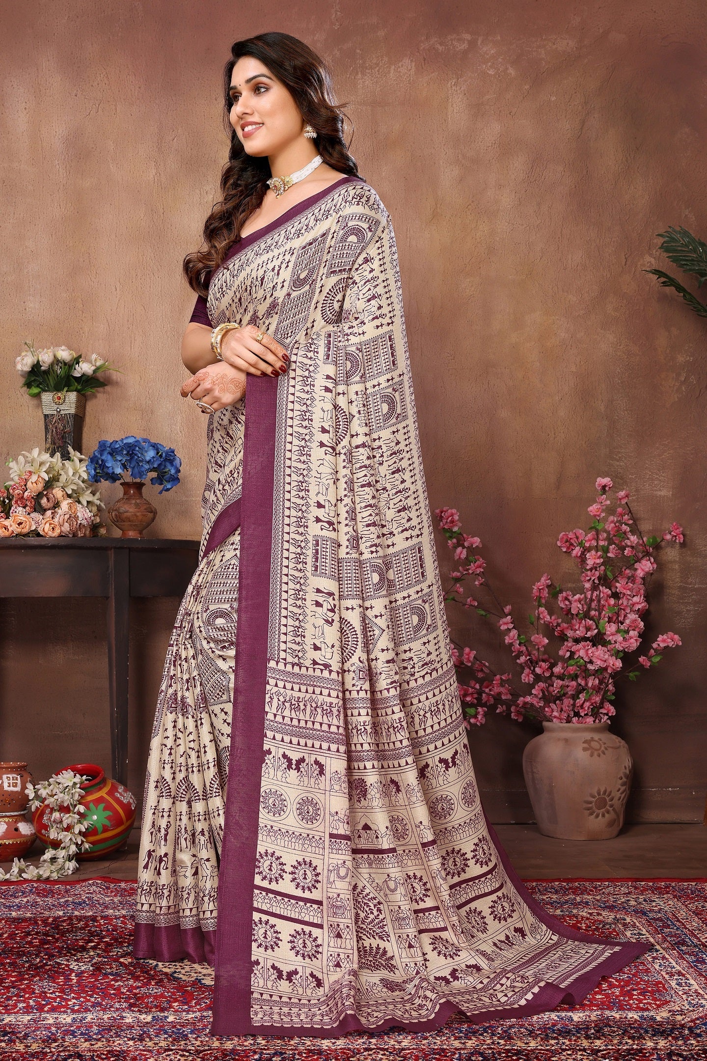 Elegant  Tribal Print Cotton Saree