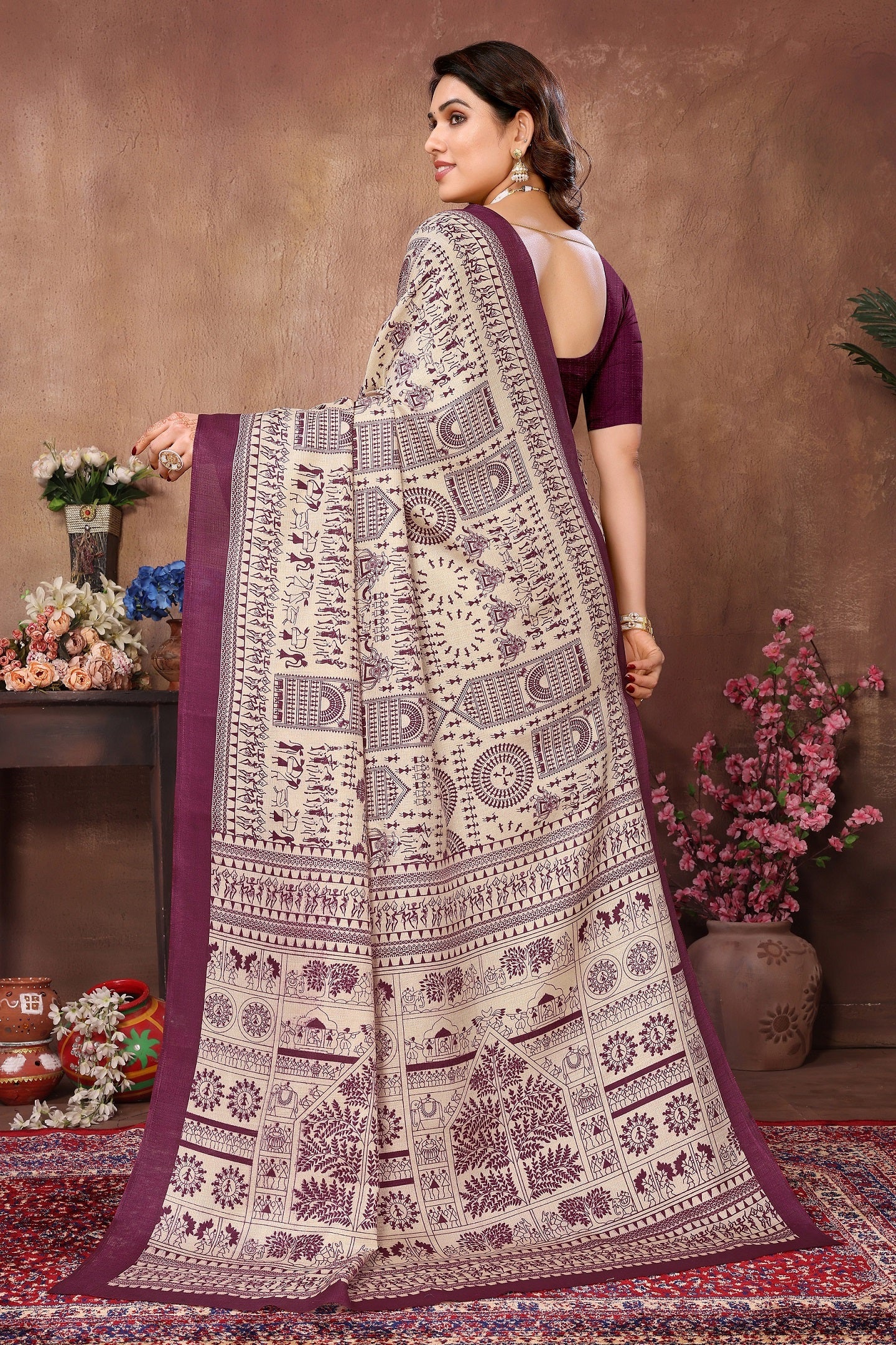 Elegant  Tribal Print Cotton Saree