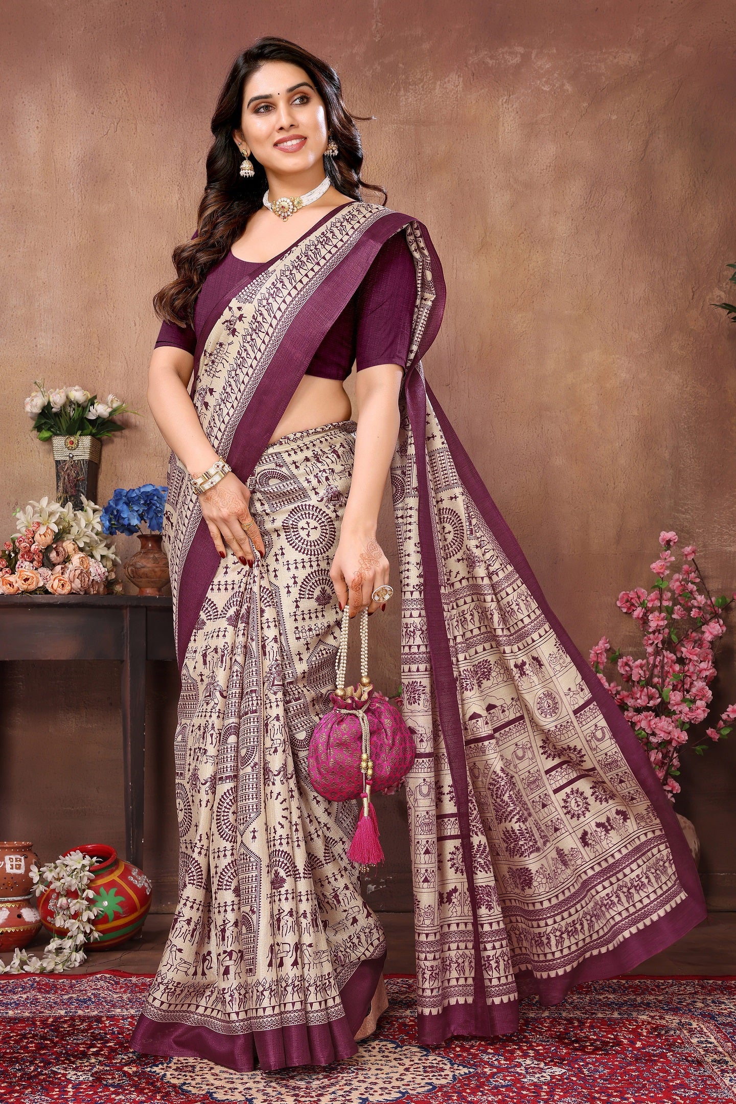 Elegant  Tribal Print Cotton Saree
