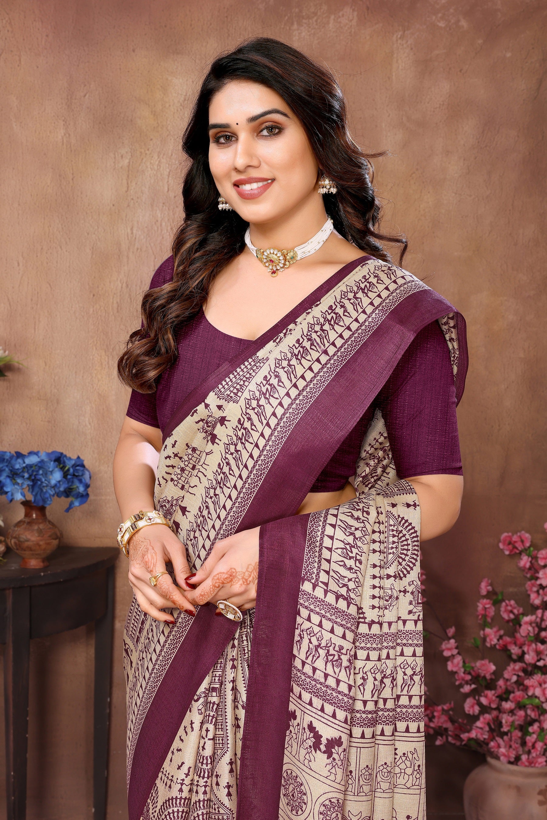 Elegant  Tribal Print Cotton Saree