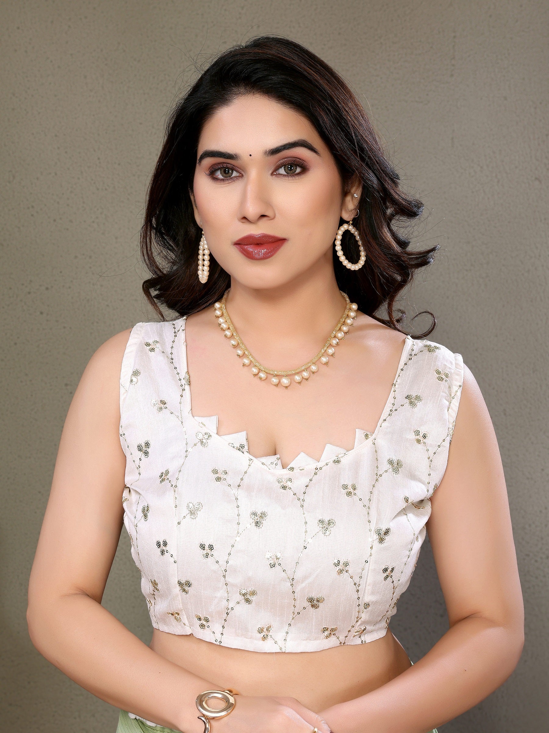 Elegant Light Green Pleated Saree with Pom-Pom Border