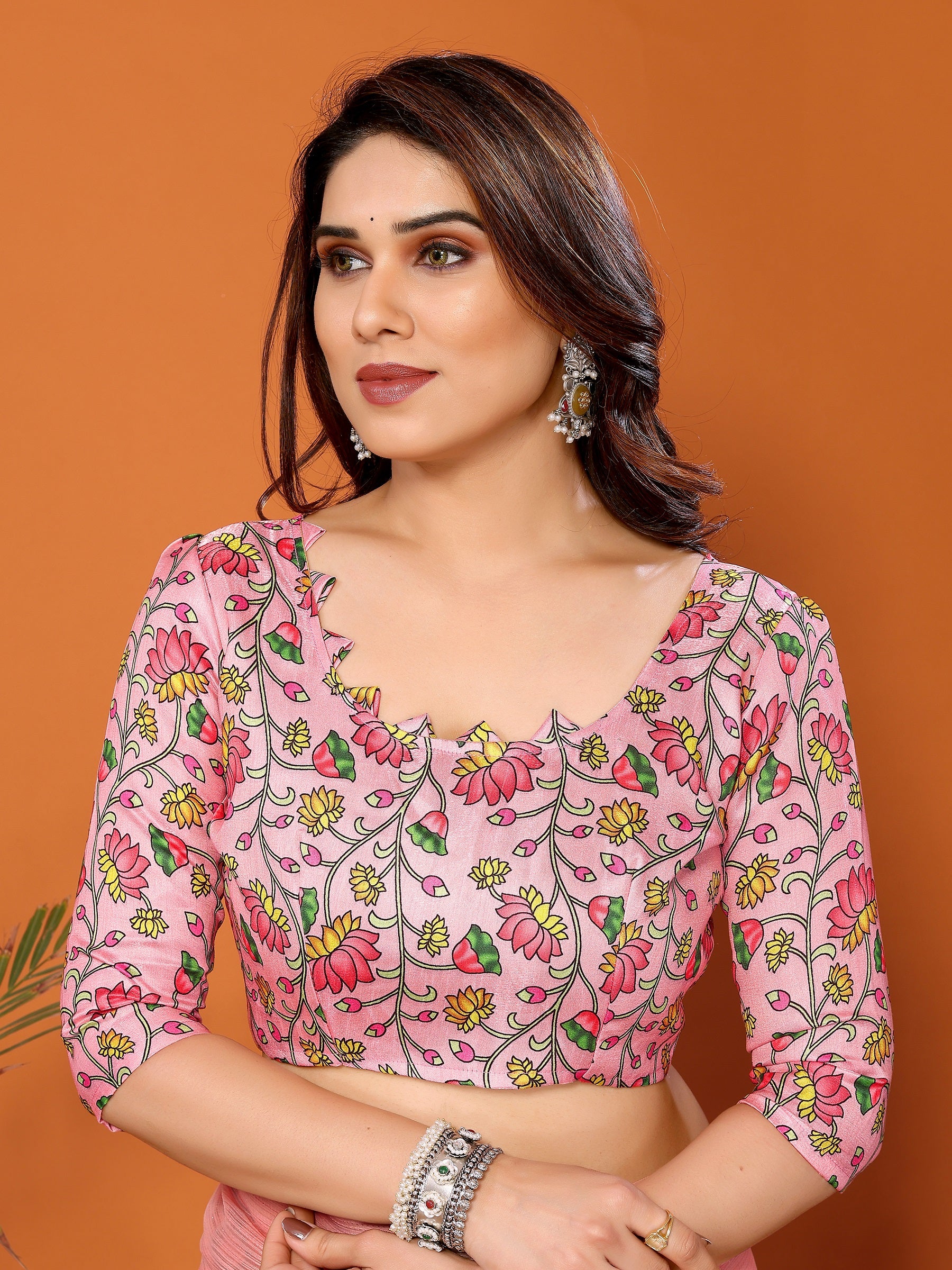 Pastel Pink Designer Saree with Floral Embroidered Blouse