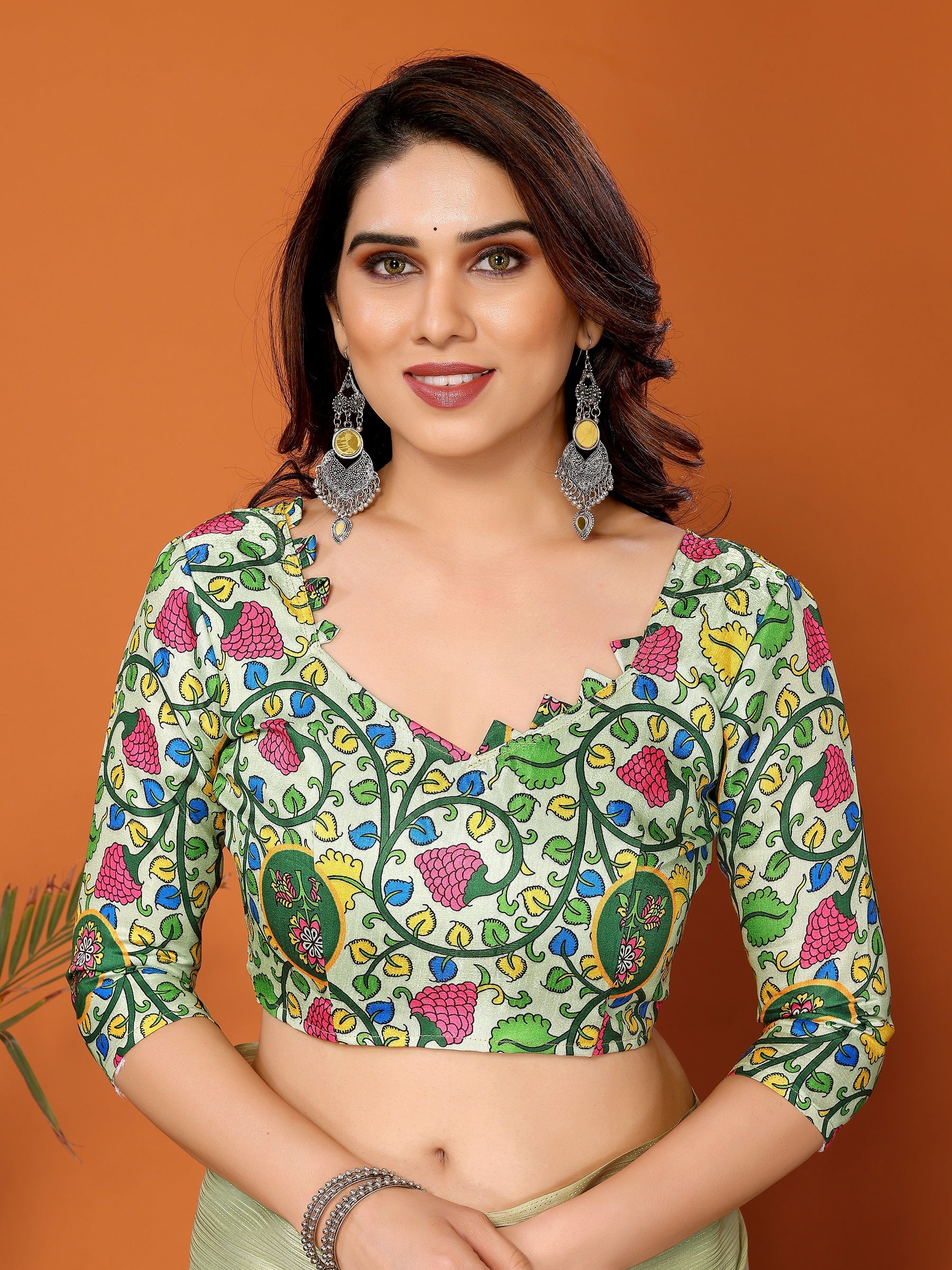 Pista Green Textured Saree with Vibrant Embroidered Blouse