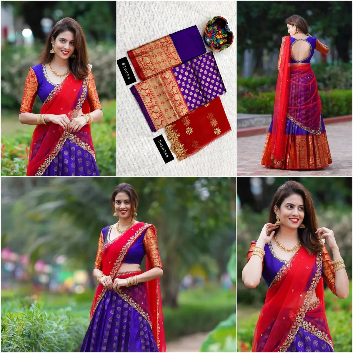 Purple Kanjivaram Silk Zari Lehenga With Blouse Paired With A Luxurious  Banarasi Silk Dupatta For Women