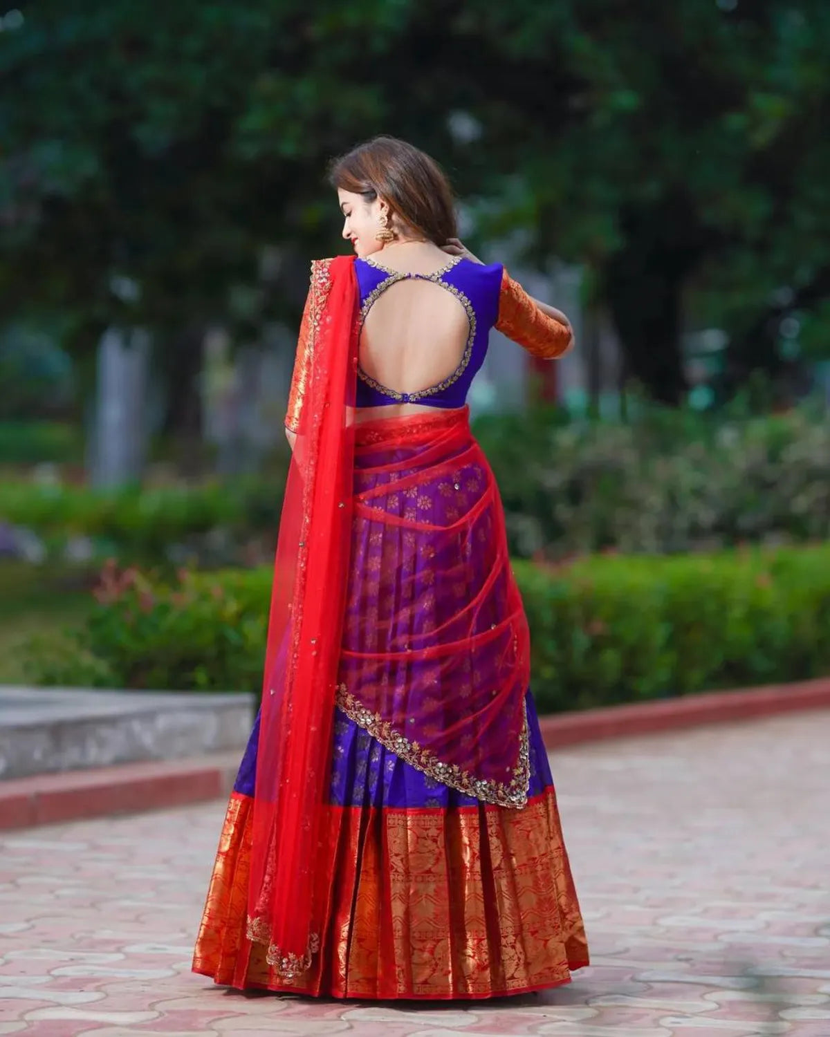Purple Kanjivaram Silk Zari Lehenga With Blouse Paired With A Luxurious  Banarasi Silk Dupatta For Women