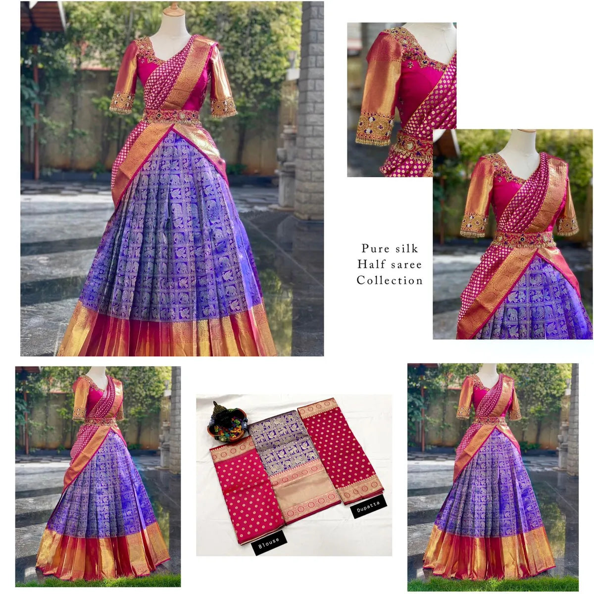 Purple Kanjivaram Silk Zari Lehenga with Blouse Paired with