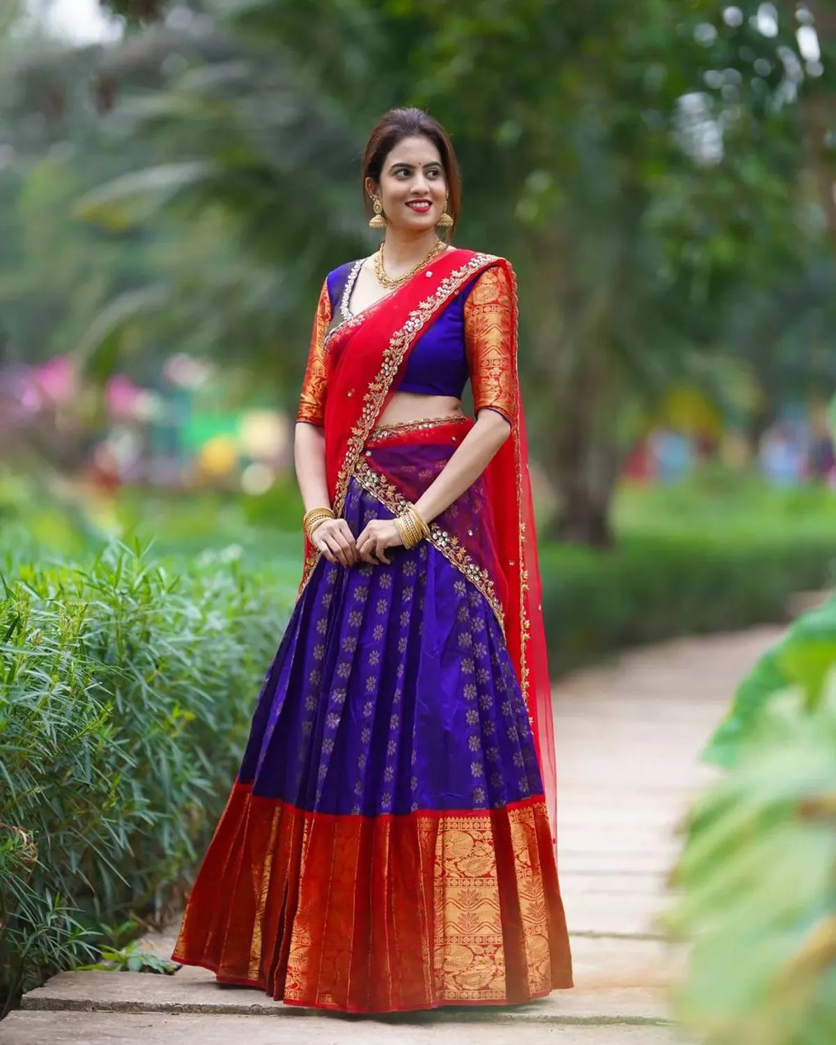 Purple Kanjivaram Silk Zari Lehenga With Blouse Paired With A Luxurious  Banarasi Silk Dupatta For Women