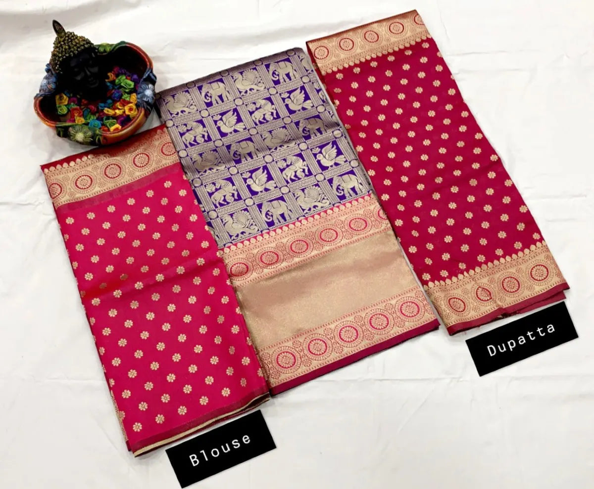 Purple Kanjivaram Silk Zari Lehenga with Blouse Paired with