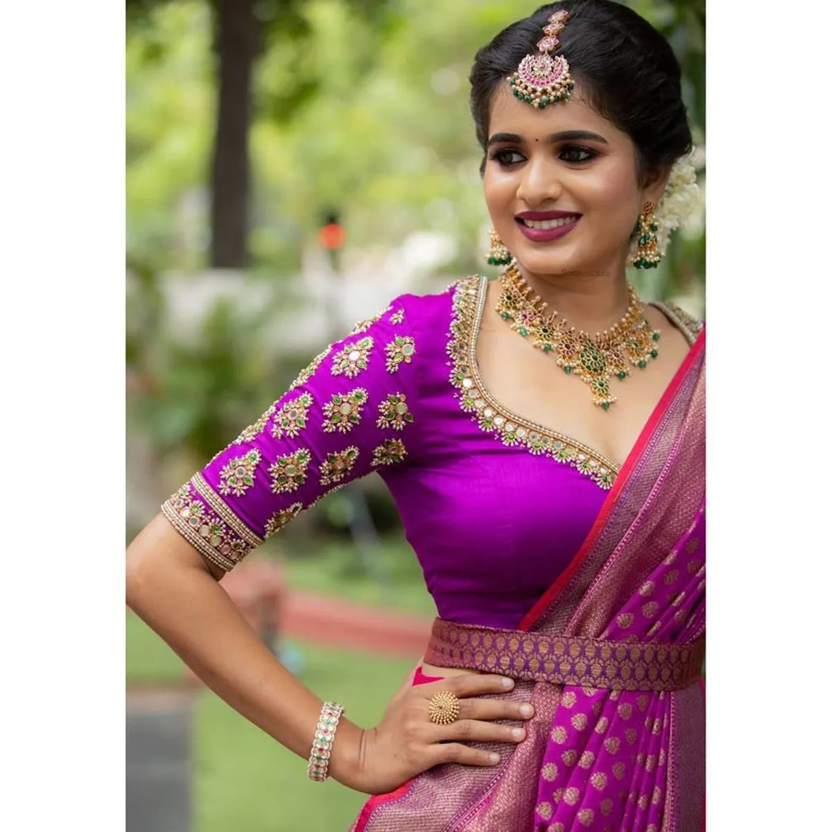 Pink Kanjivaram Silk Zari Lehanga With Blouse Along With Ban