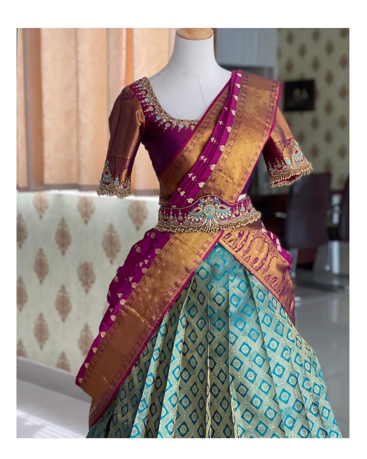 Bottel Green Kanjivaram Silk Zari Lehenga with Blouse Paired with a Luxurious Banarasi Silk Dupatta For Women