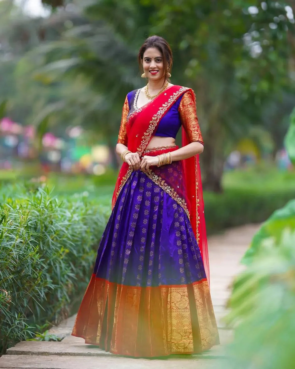 Purple Kanjivaram Silk Zari Lehenga With Blouse Paired With A Luxurious  Banarasi Silk Dupatta For Women