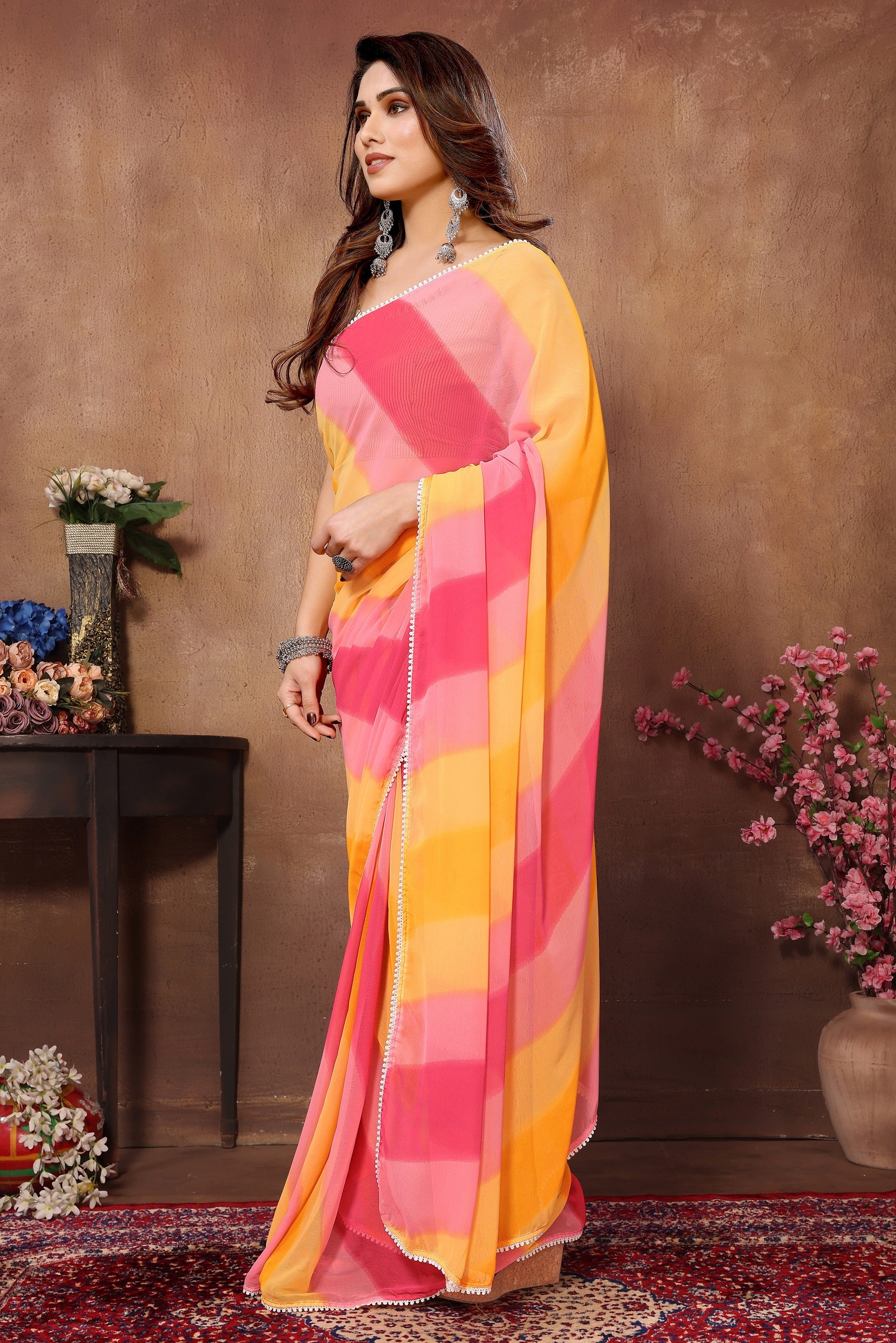Ready-to-Wear Black & White Striped Saree