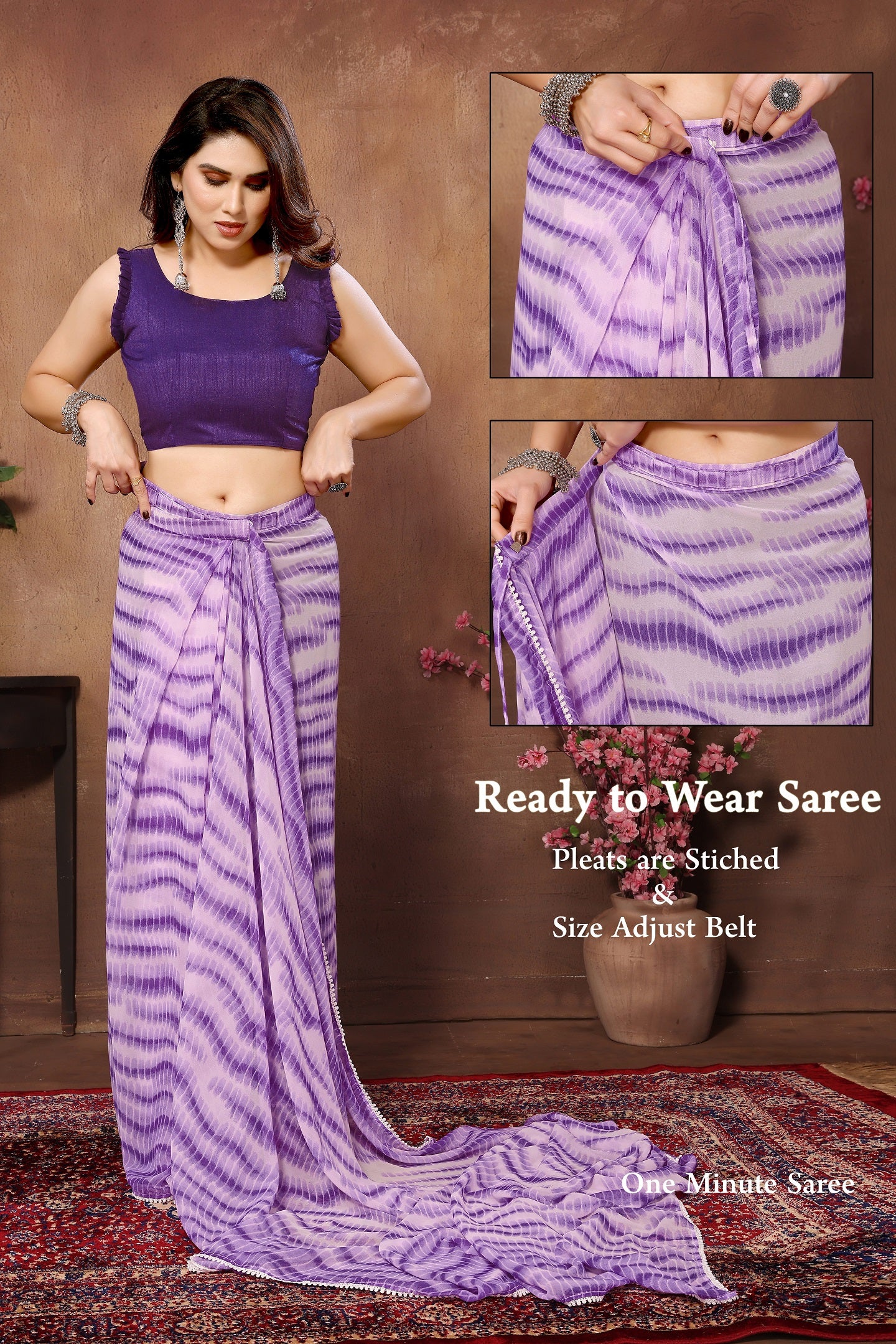 Ready-to-Wear Black & White Striped Saree