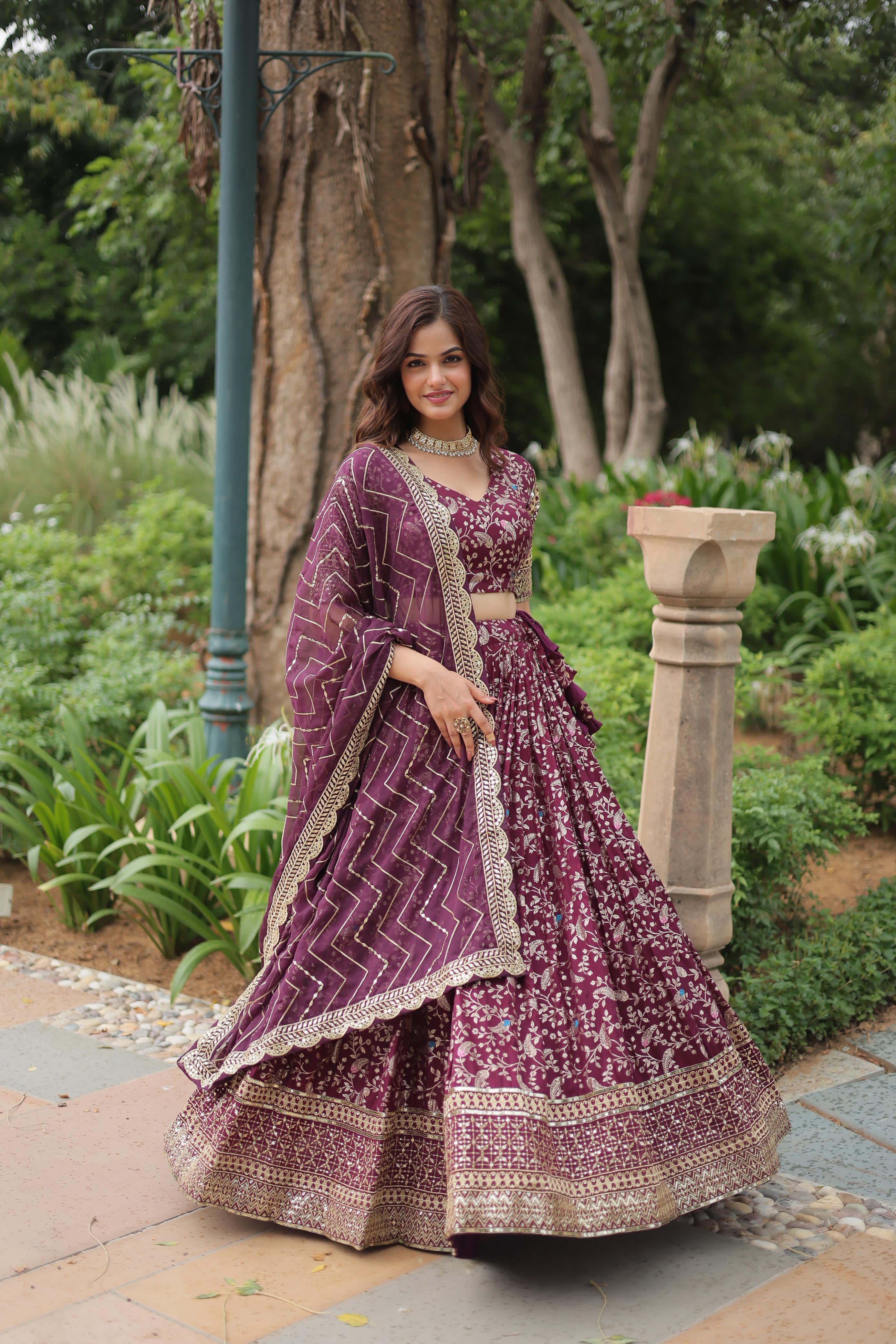 Elegant Traditional Maroon Lehenga Outfit