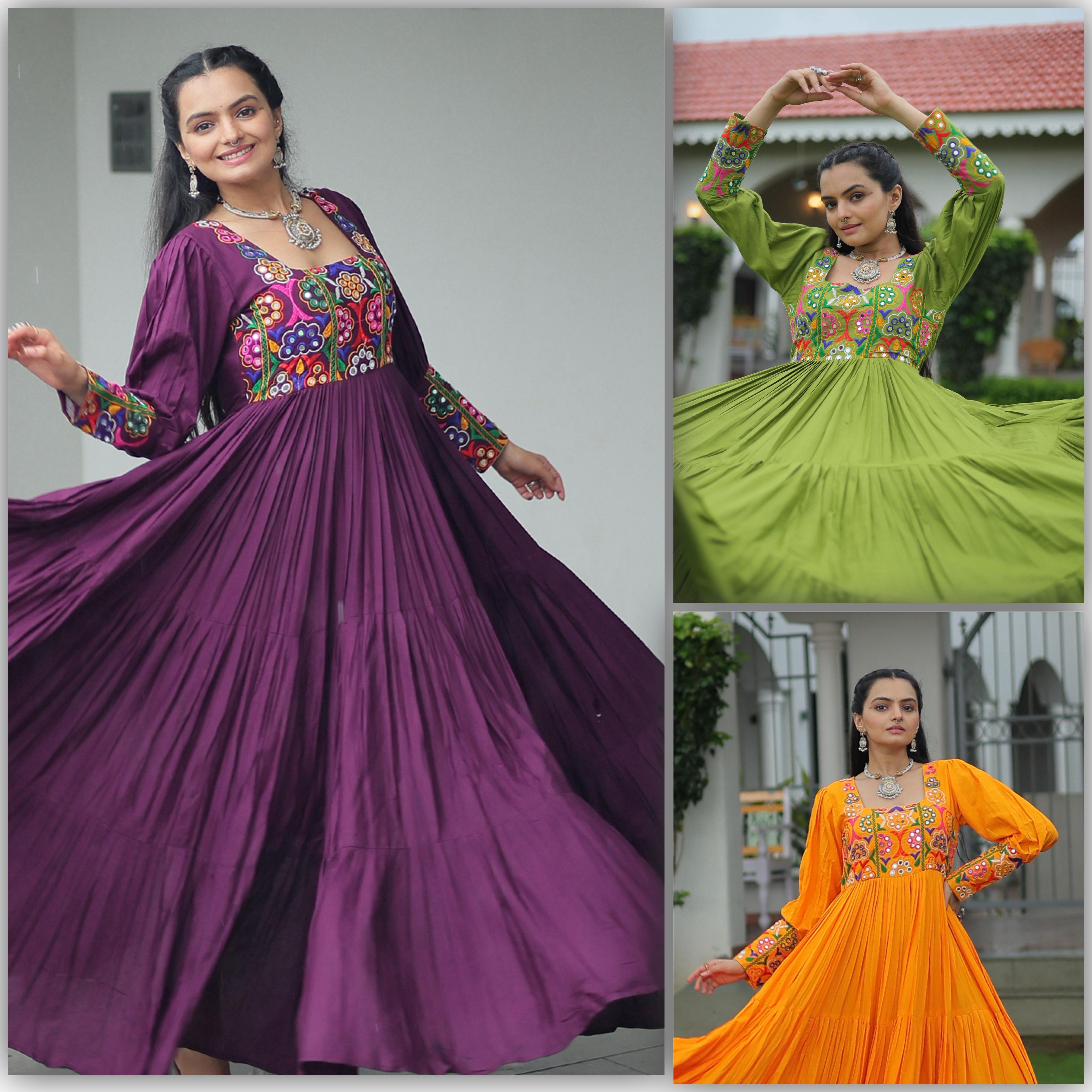 Navratna Mirrorwork Garba Gown