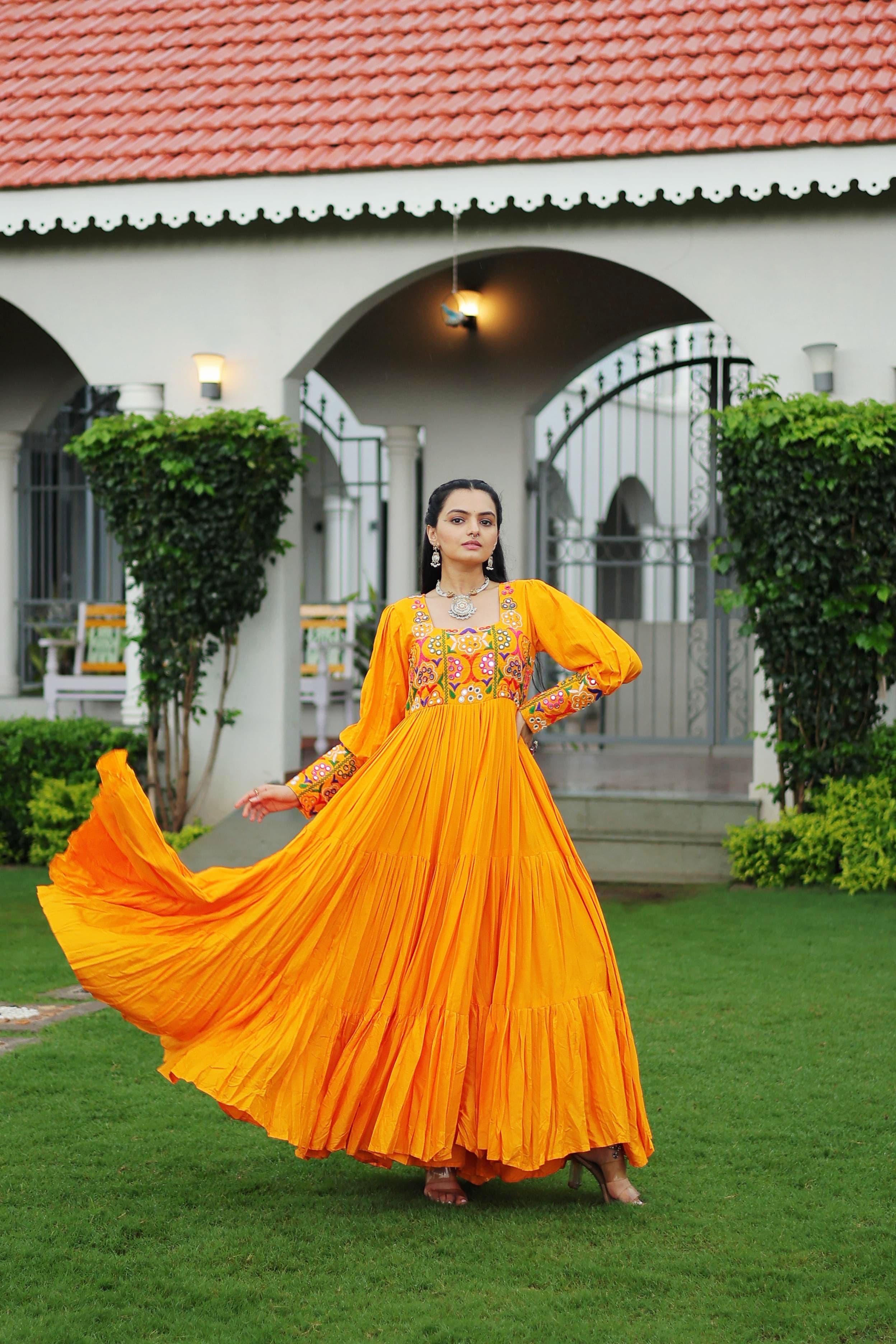 Navratna Mirrorwork Garba Gown